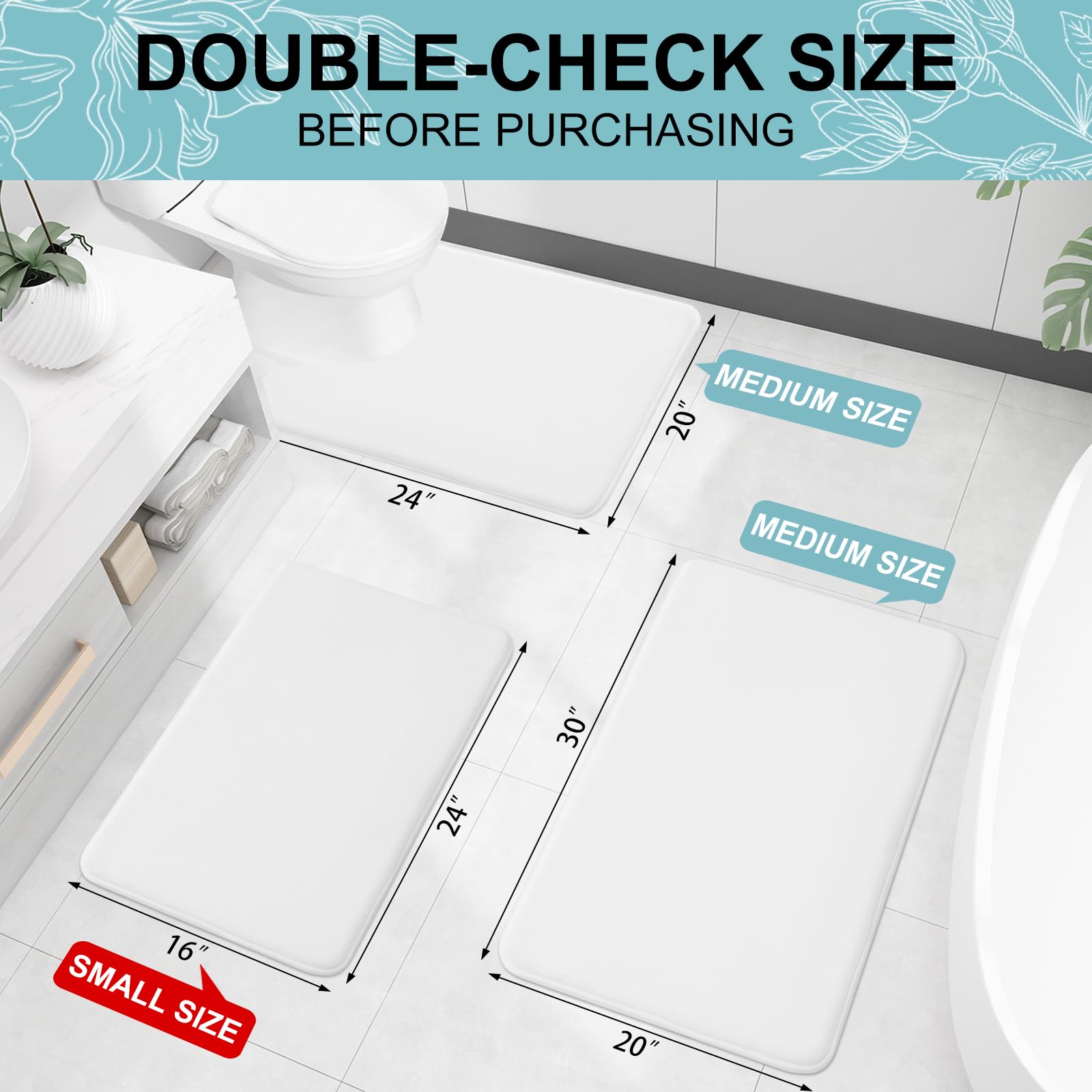 Smiry Memory Foam Bath Mat 47'' X 17'', Extra Soft Absorbent Bathroom Rugs Non Slip Bath Rug Runner For Shower Bathroom Floors,