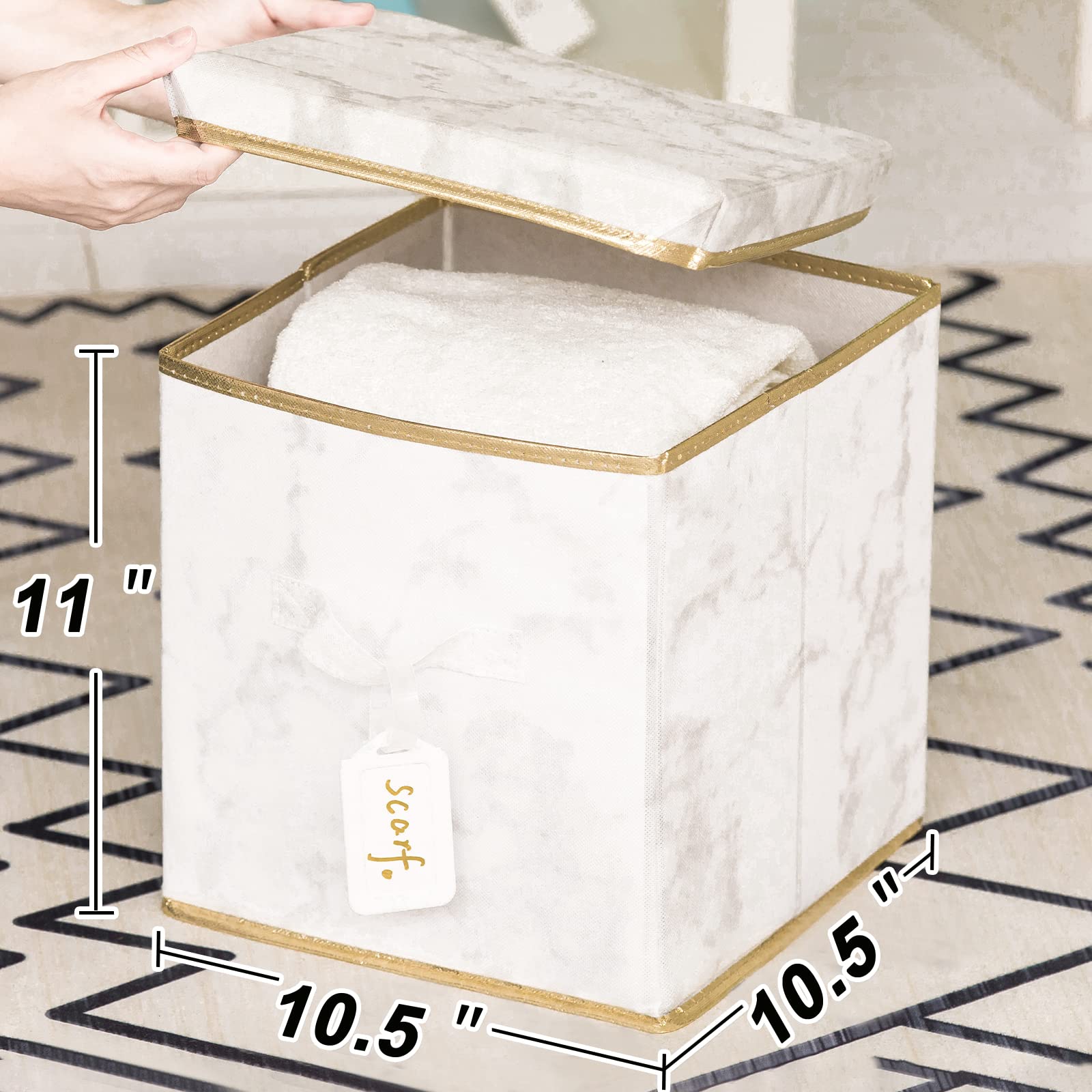 Damahome Storage Cubes Organizer Bins - 13Inch Foldable Storage Bins, Leather Dual Handles Storage Box, Closet Organizer Shelf B