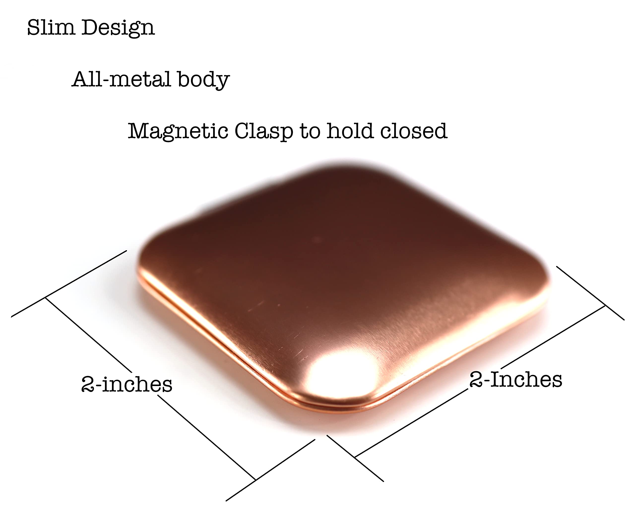 Iconikal Metal Compact Vanity Travel Purse Makeup Mirror 1X / 3X Magnifying - Rose Gold - 2-Pack for Pocket  Clutch