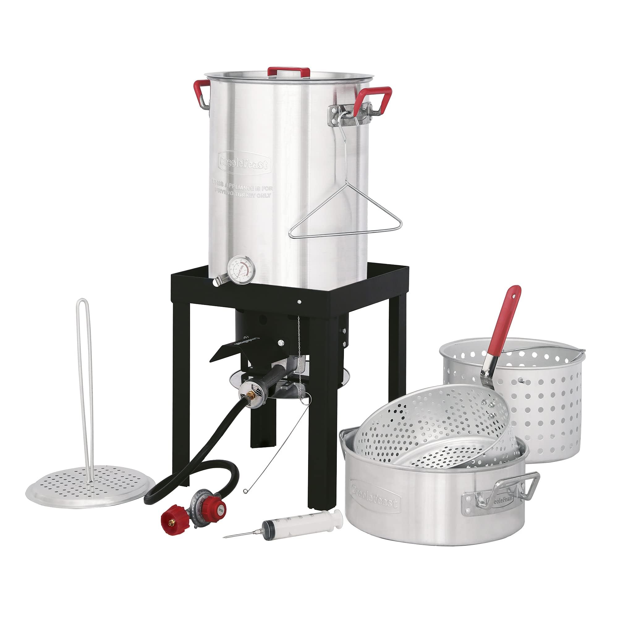 Creolefeast Tfs3010 Propane 30 Qt. Turkey And 10 Qt. Fish Fryer Boiler Steamer Set, 50,000 Btu Burner, Ideal For Outdoor Cooking