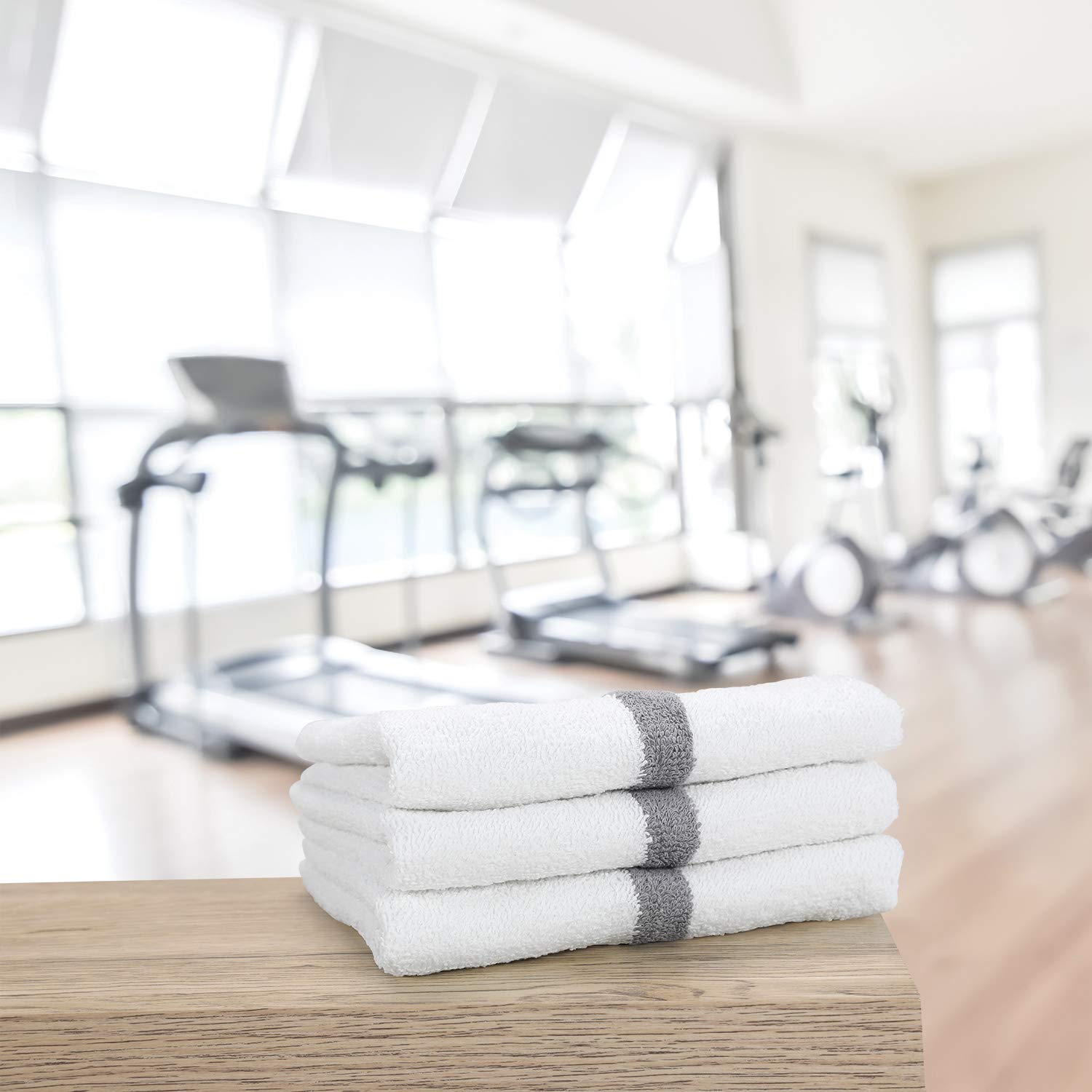 Arkwright White Hand Gym Towels - Pack Of 12 - Bulk 100% Cotton Soft Quick Dry Sweat Absorbent Hotel Quality Towels For Workout,