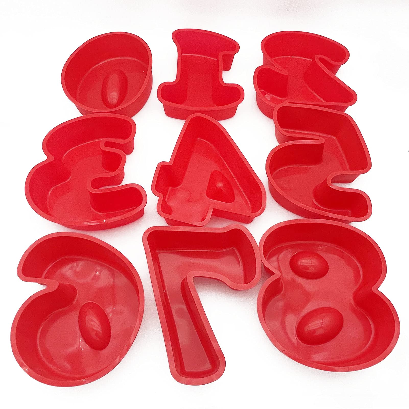 9 Pieces Middle Size Silicon Number Cake Moulds Silicone Cake Mold (6 Inch)