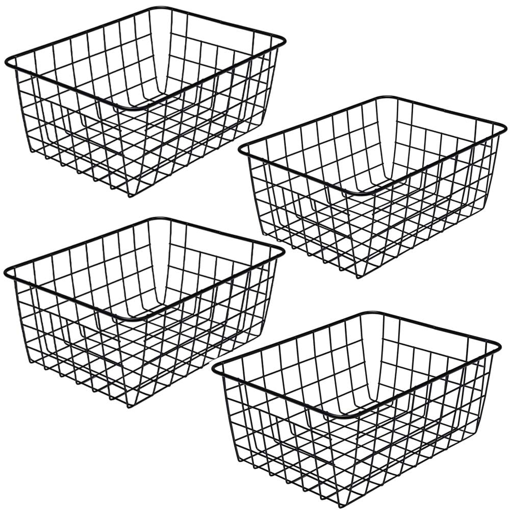Aeggplant Kitchen Wire Baskets Farmhouse Decor Metal Food Storage Organizer, Household Refrigerator Bin With Built-In Handles Fo