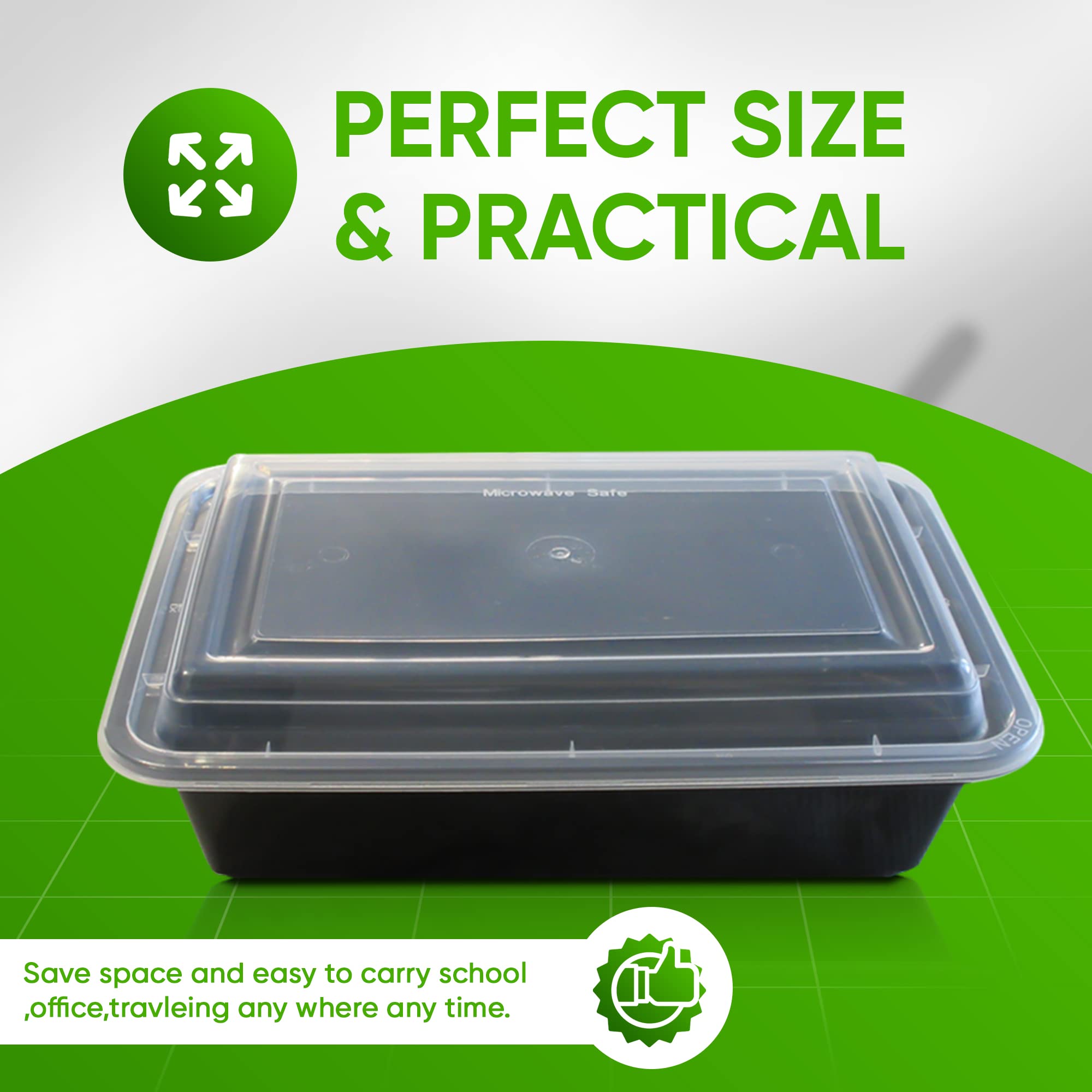Fonteme Single Compartment Meal Prep - 25 Pack - Big Container With Airtight Lid - Freezer, Microwave & Dishwasher Safe - Stacka