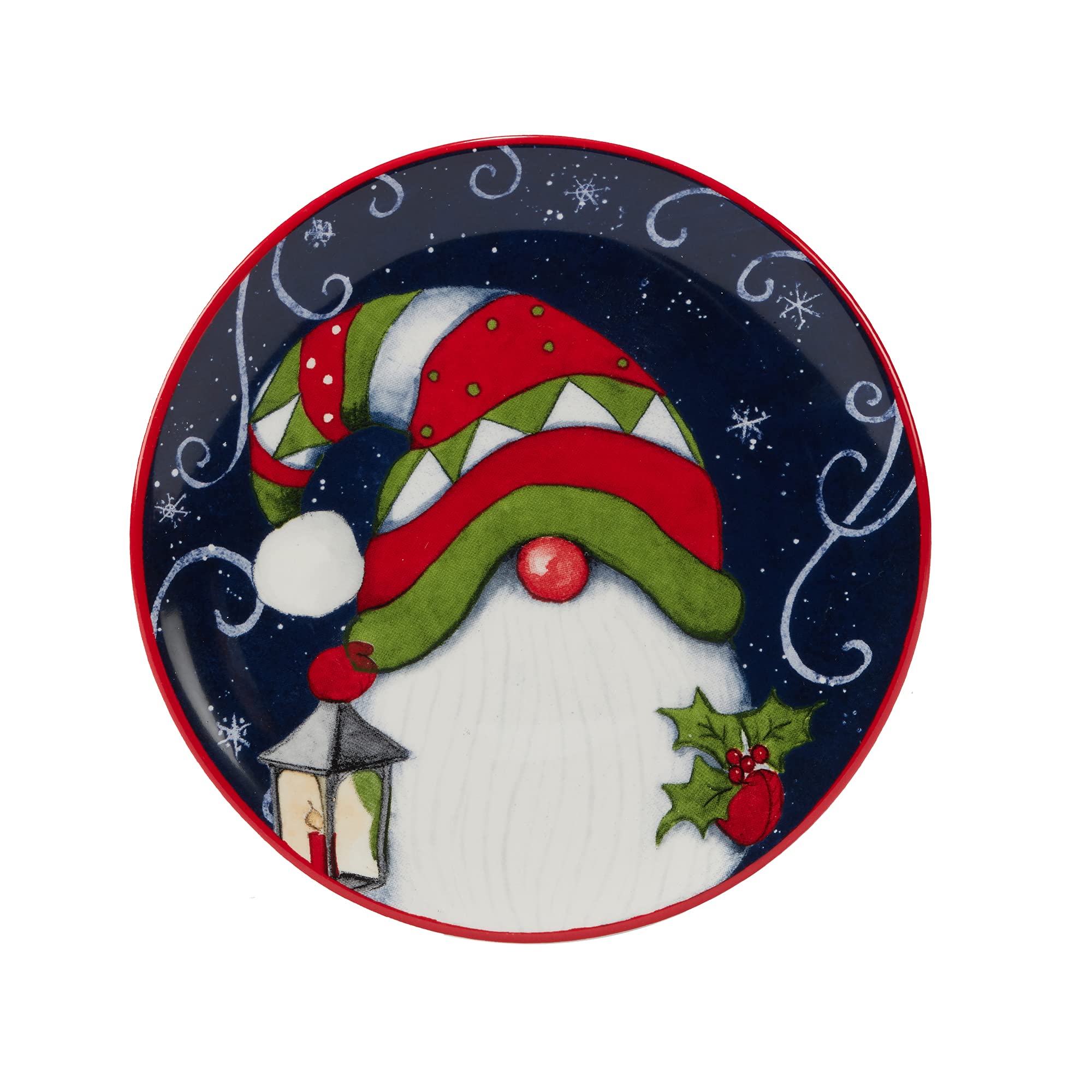 Certified International Holiday Magic Gnomes 6'' Canape/Luncheon/Snack Plates, Multicolor, Small, Set Of 4