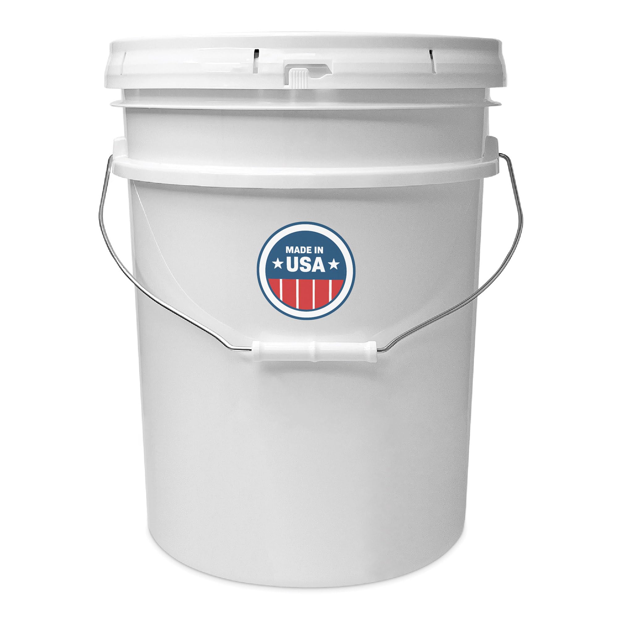 Living Whole Foods 5 Gallon White Bucket & Lid - Set of 1 - Durable 90 Mil All Purpose Pail - Food Grade - Plastic Container