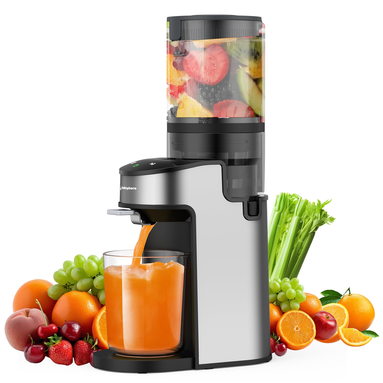 CFR637 Juicer Machines,400W Cold Press Juicer,4.9Wide Feed Chute Slow Masticating Juicer for Whole Vegetables & Fruits,High Juic