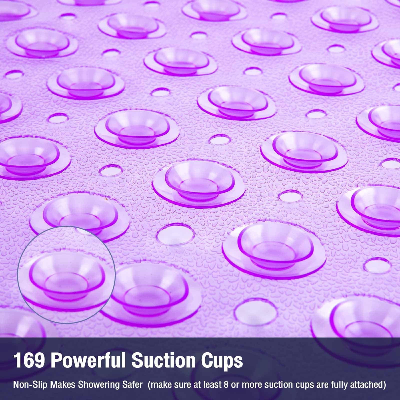Naoloture Square Shower Bathtub Mat Non Slip For Inside Shower Clear Purple 21X21 Inch, Shower Stall Mats For Bathroom Floor, So