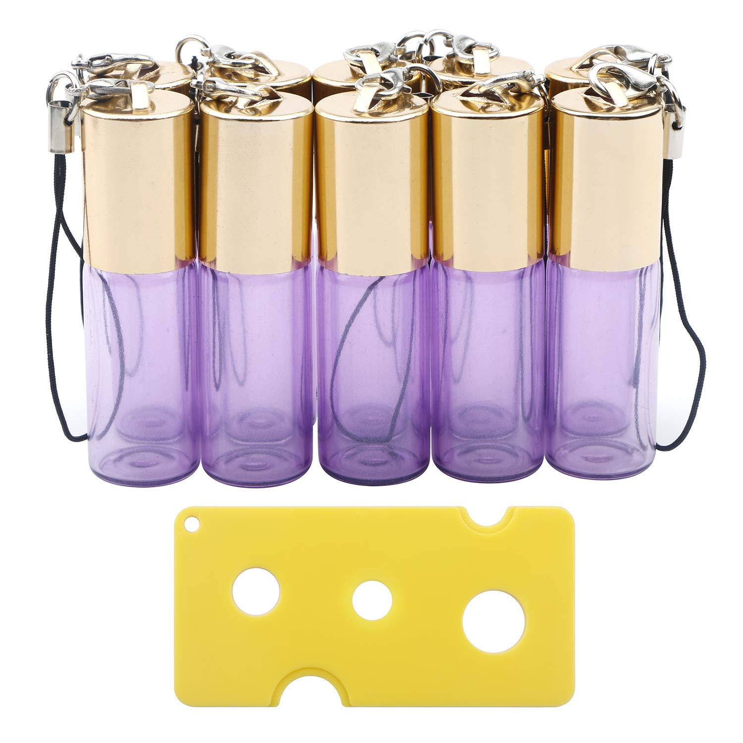 Ellbest 10 Pack 5Ml Glass Roller Bottles Portable Pearl Purple Colored Bottles With Stainless Steel Roller Balls And Essential O