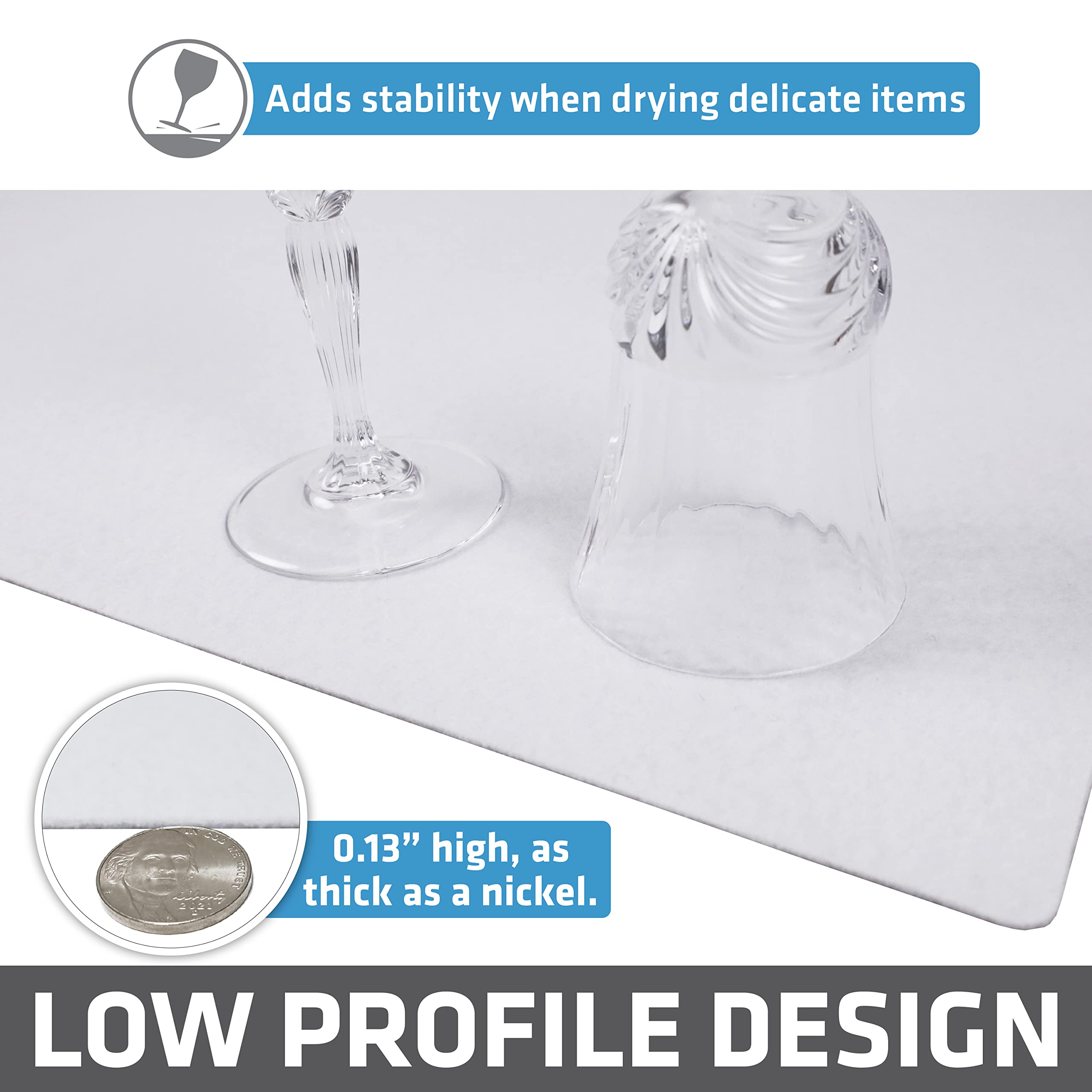 Drymate Xl Dish Drying Mat, Oversized (19   X24   ), Low-Profile, Super Absorbent, Quick Dry Fabric, Waterproof & Slip-Resistant