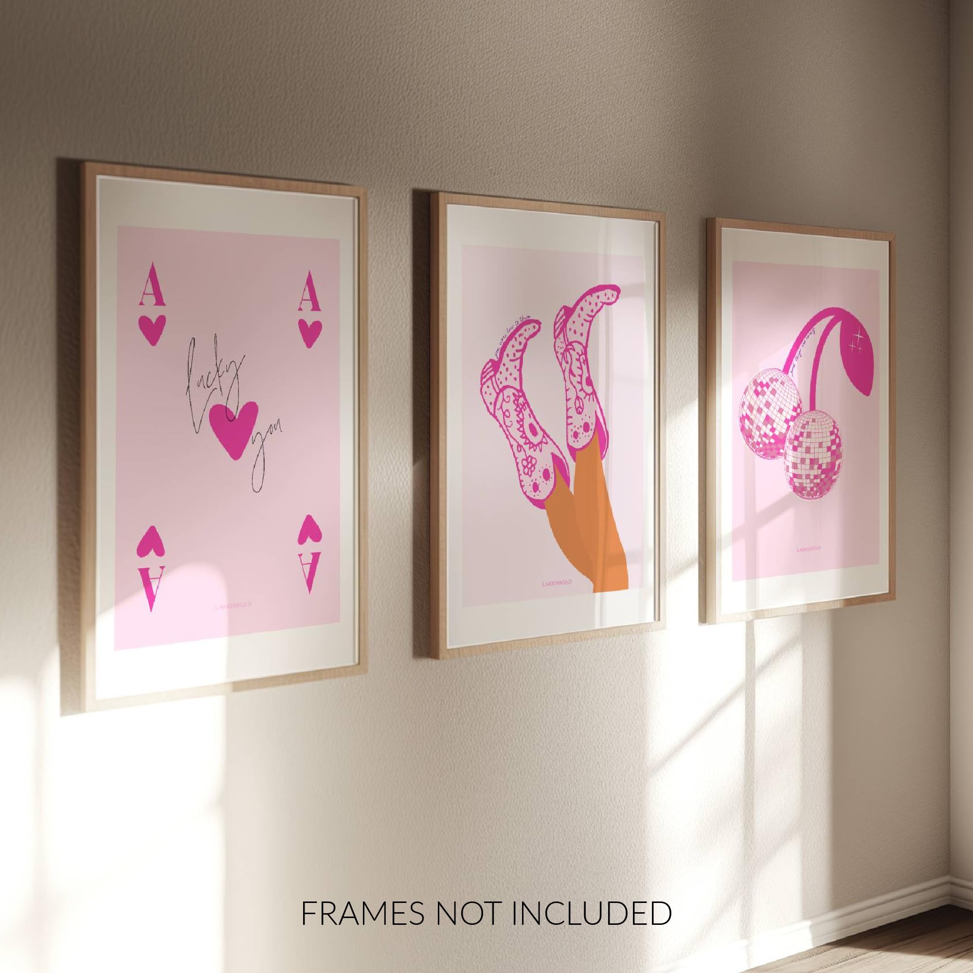 Larkinroad Positive Affirmation 3 Pack Poster - Pink Wall Decor (12In X 16In Unframed) Lucky You Poster - Dorm Wall Decor - Disc