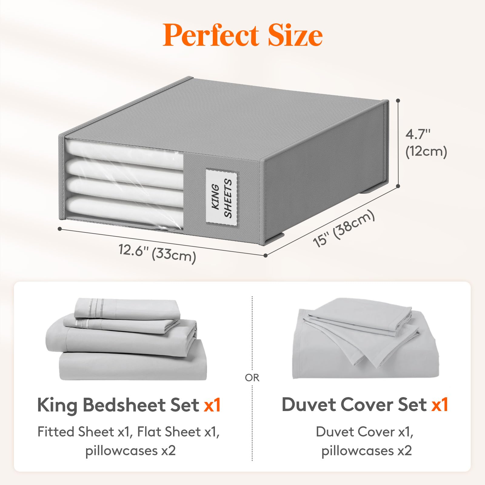 Lifewit 4 Pack Bed Sheet Organizer, Foldable Bedding Sheet Organizers and Storage with Large Clear Window and Label, Sheets Orga