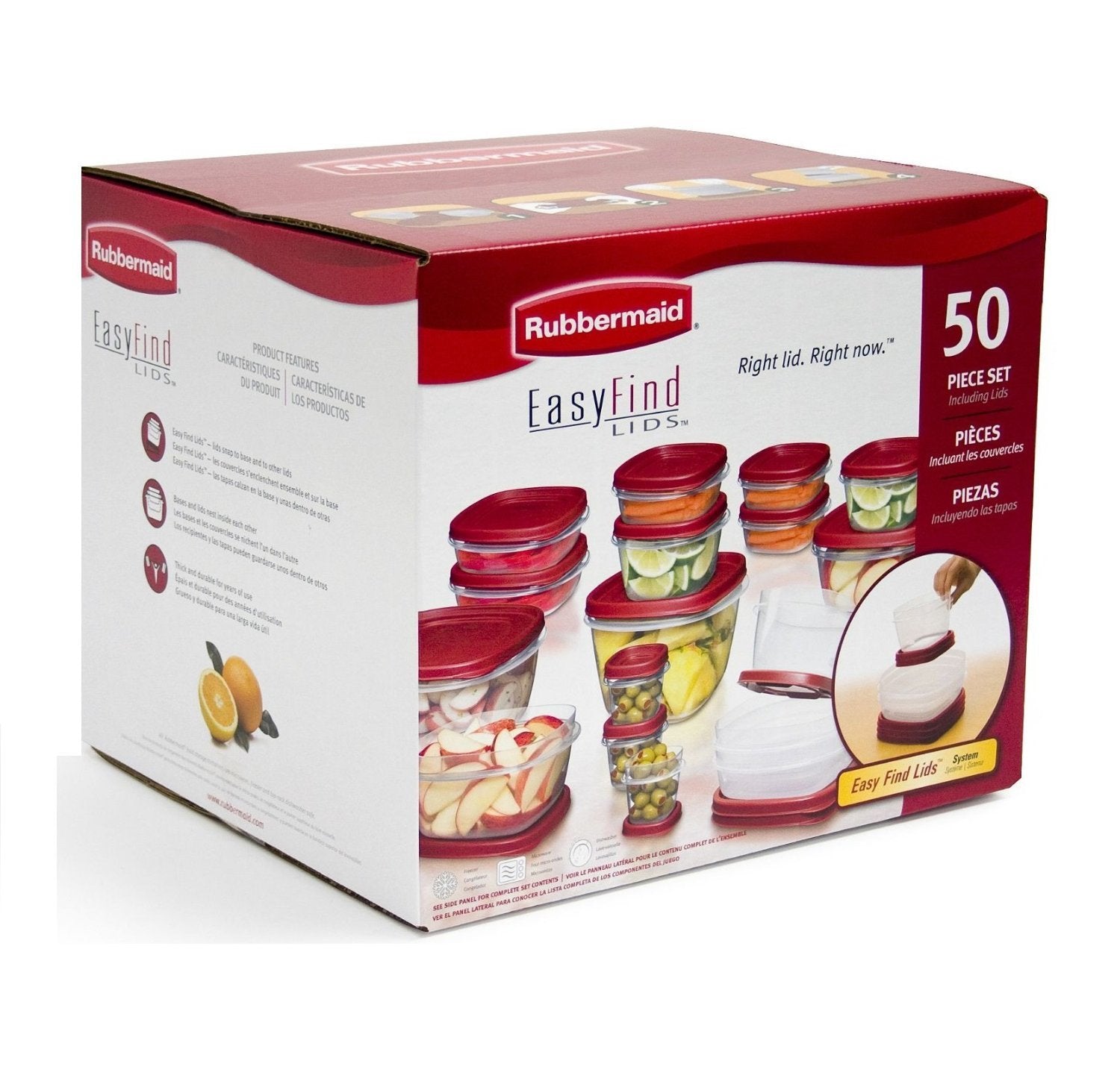 Rubbermaid Easy Find Lids Food Storage-Containers, Racer Red, 50 Piece Set