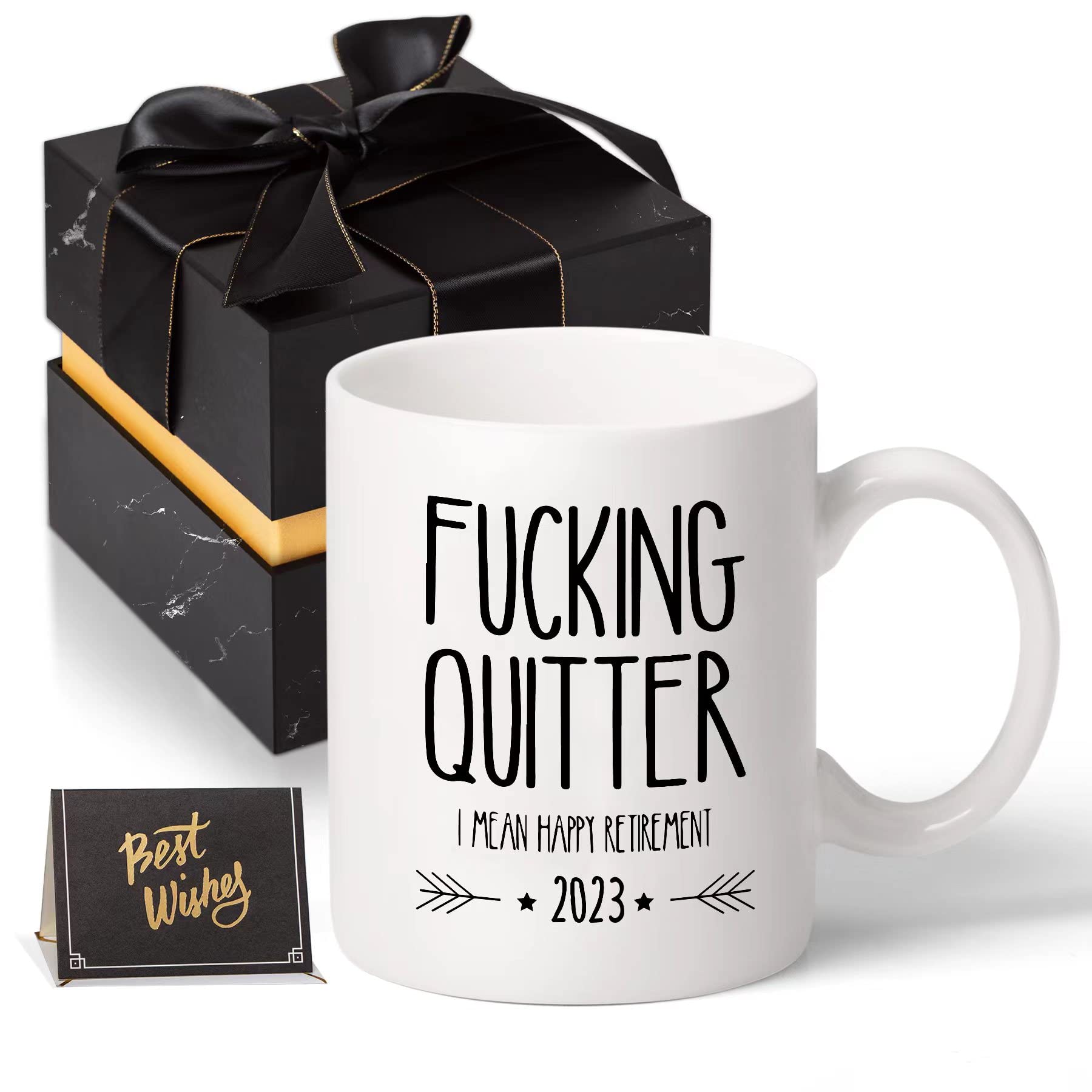 Funny Retirement Gifts For Men Women-Quitter I Mean Happy Retirement Coffee Mugs 2023, Unique Retired Mugs Gift Ideas For Cowork