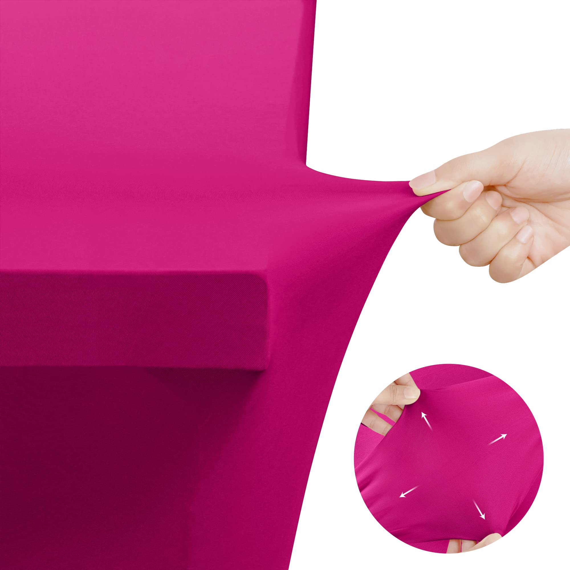 Utopia Kitchen Spandex Tablecloth 2 Pack [6FT  Fuchsia] Tight  Fitted  Washable and Wrinkle Resistant Stretch Rectangular Patio Table Cover for Event  Wedding  Banquet & Parties [72Lx30Wx30H Inch]