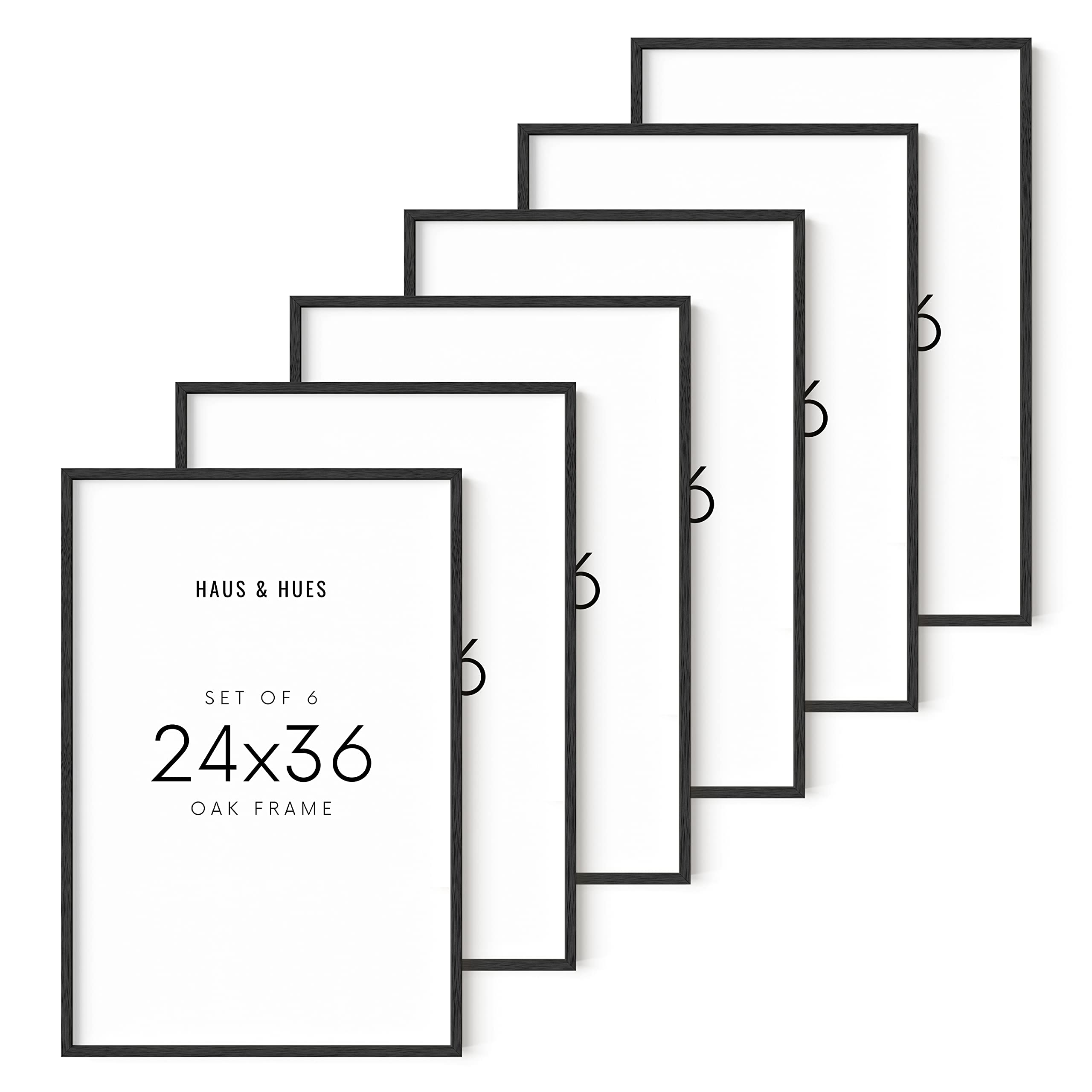 Haus And Hues 24X36 Black Oak Wood Frames Set Of 6 - 24X36 Picture Frames For Wall, 24X36 Black Picture Frame, Poster Frame 24X3