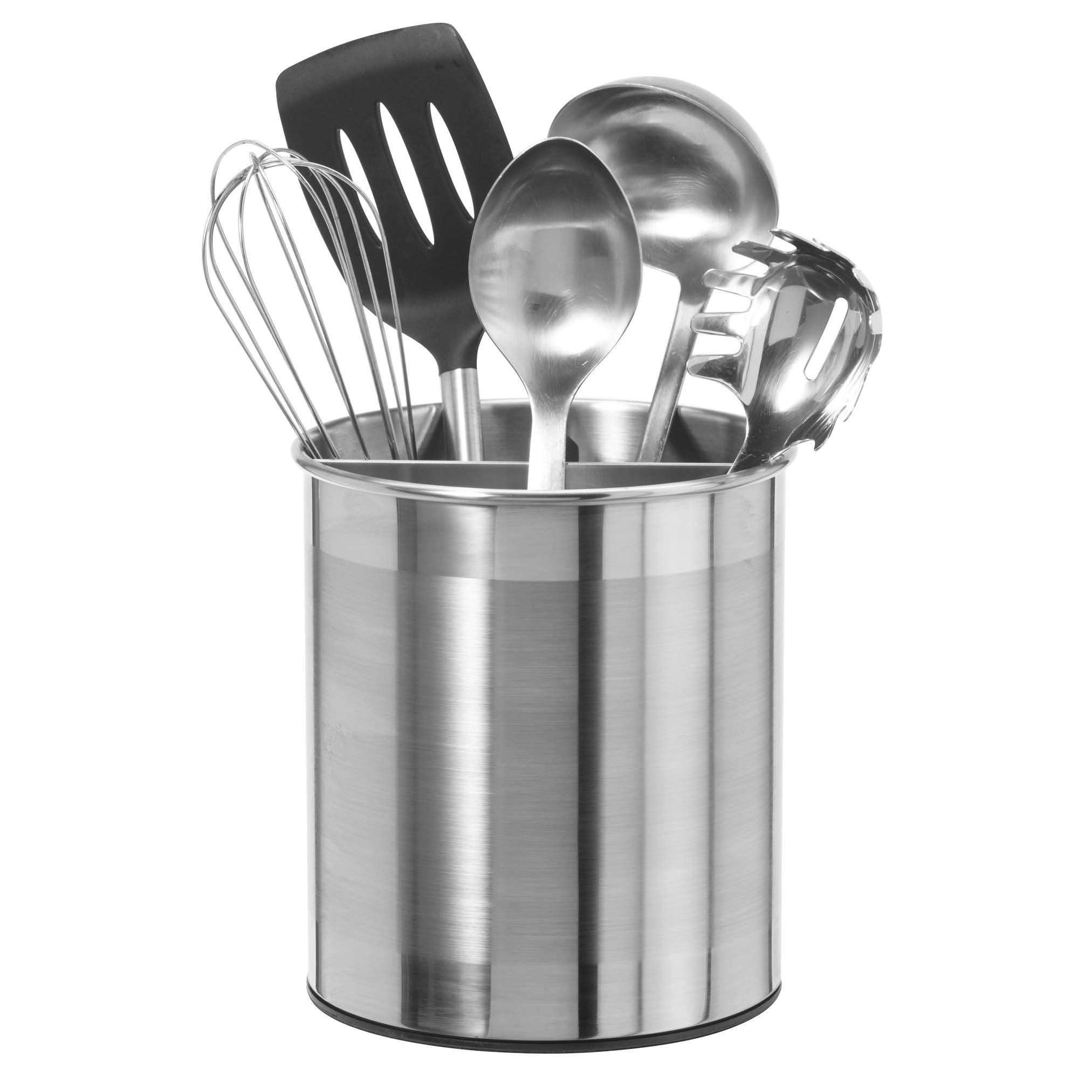 Oggi Jumbo Stainless Steel Rotating Utensil Holder With Removable Divider - Stylish Kitchen Cooking Utensil Organizer. Height 7.