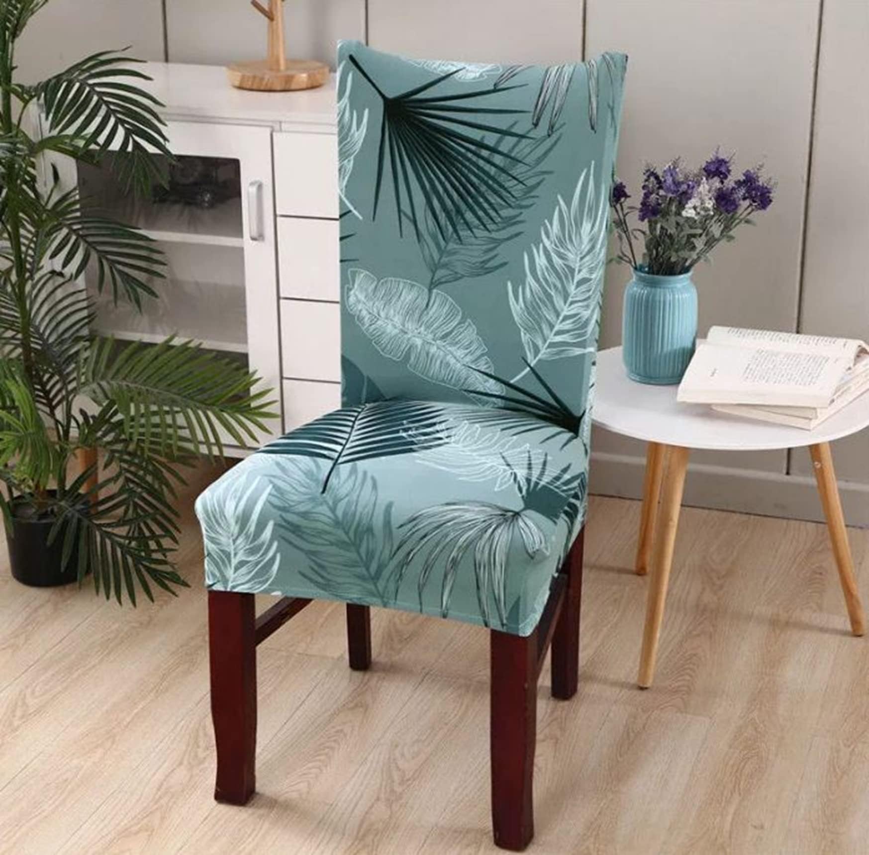 Lukzer 1Pc Elastic Stretchable Dining Chair Cover Universal Protective Slipcover (Light Blue/ 1Cover), Polyester