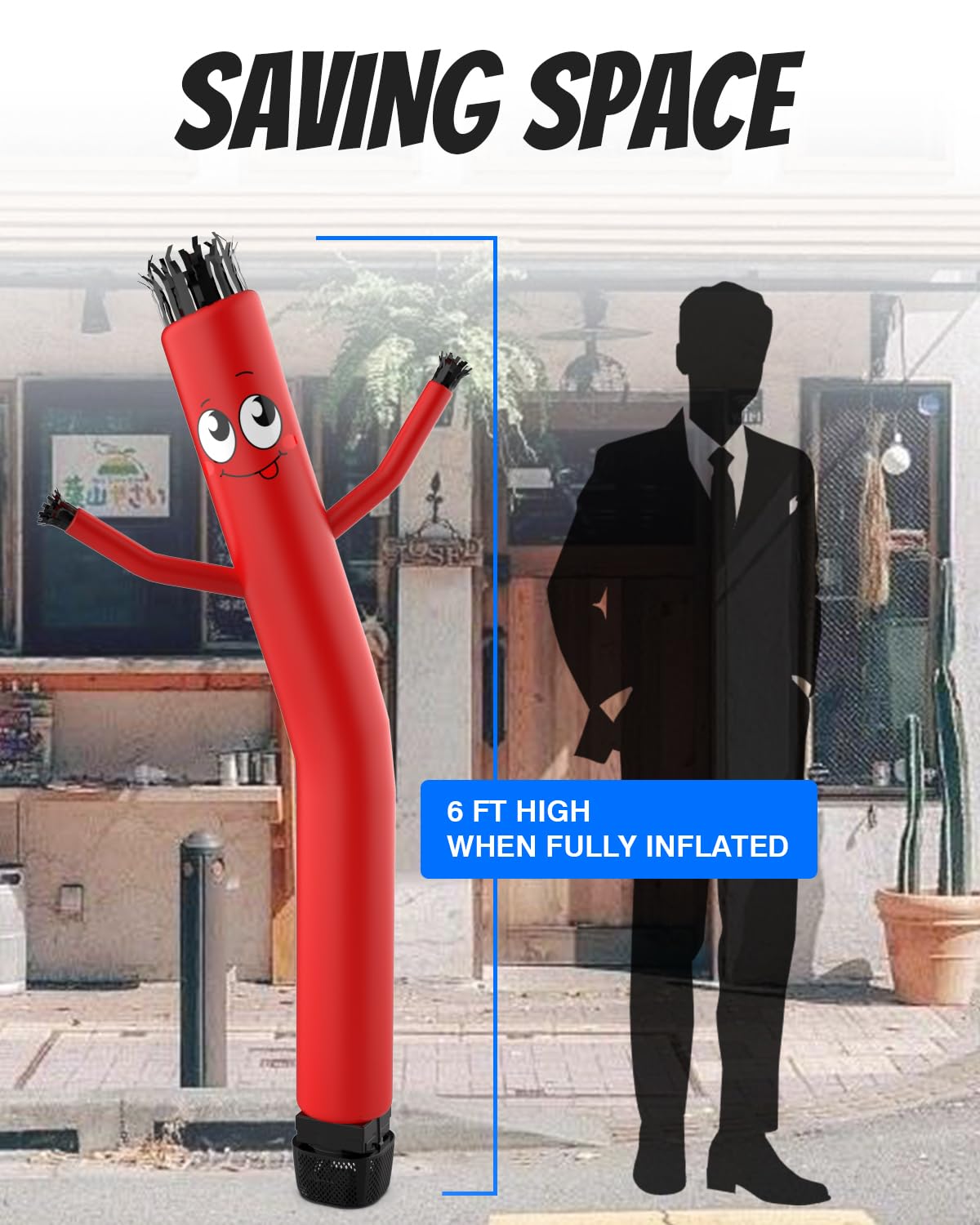Puligoth Inflatable Tube Man with Blower: 6 FT Tall Wacky Waving Inflatable Tube Guy for Outdoor Decoration with Mini Blower Fan