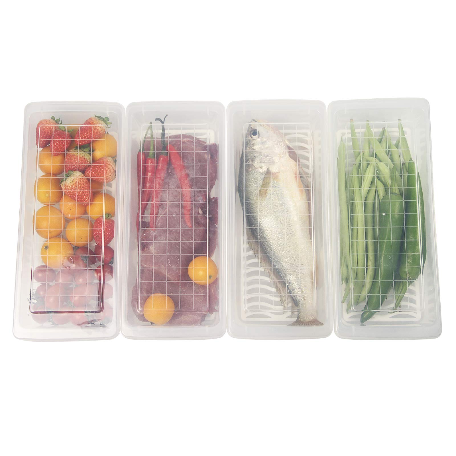 Yiautao Food Storage Container, Plastic Food Containers With Removable Drain Plate And Lid, Stackable Portable Freezer Storage C