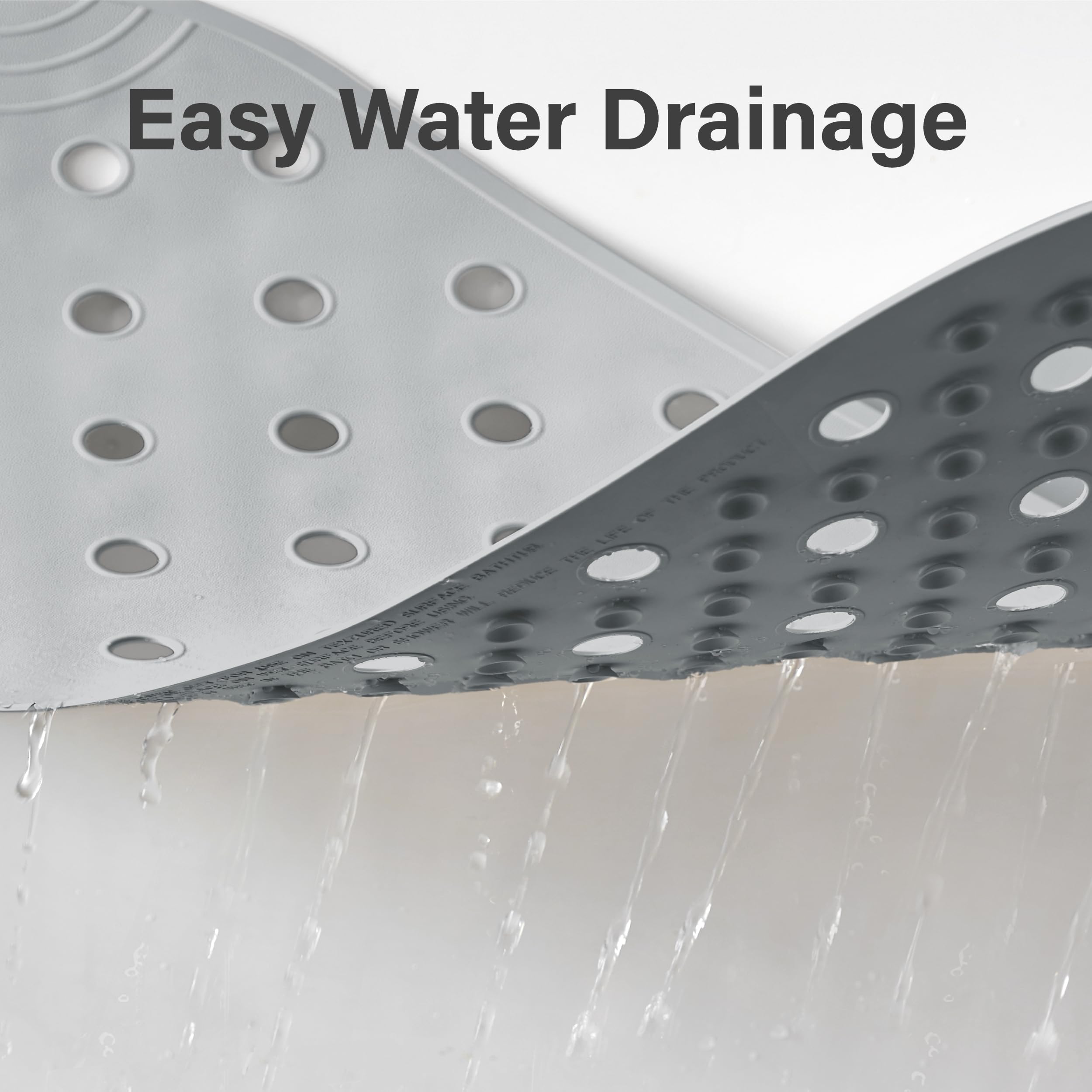 Selfsuite Rubber Bathtub Mat Shower Mat Non-Slip, 31X14 Inch, Bath Tub Floor Mat With Suction Cups And Drainage Holes, Grey