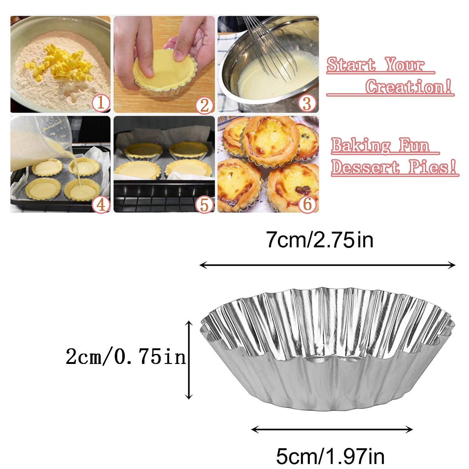 Xstronq Egg Tart Molds 32Pack Tart Pan 2.75Inch, Mini Tart Tins Aluminium Mini Tart Pans For Baking (32Pack-2.75Inch)