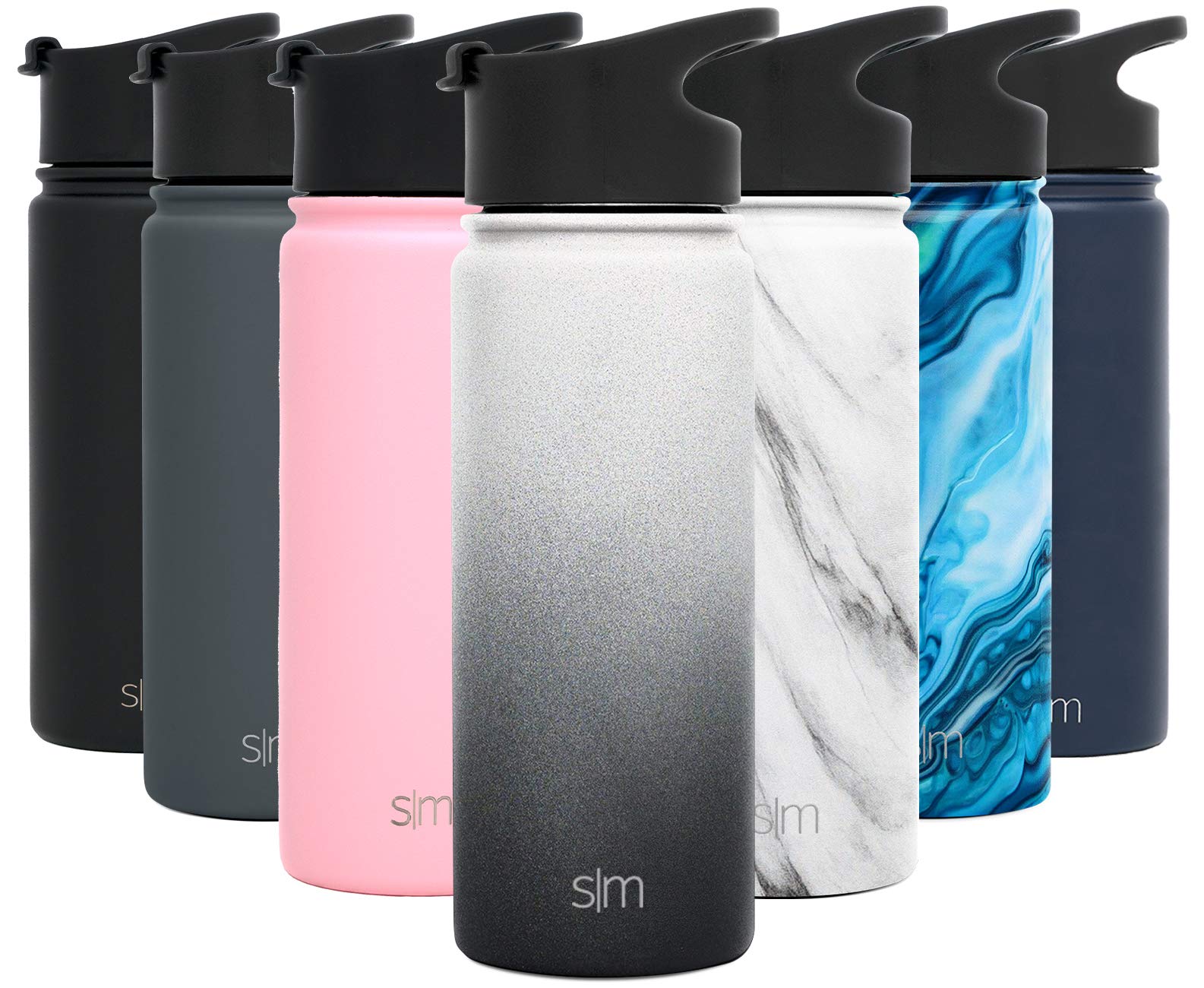 Simple Modern 18 Oz Summit Water Bottle - Stainless Steel Metal Flask +2 Lids - Wide Mouth Double Wall Vacuum Insulated Leakproo