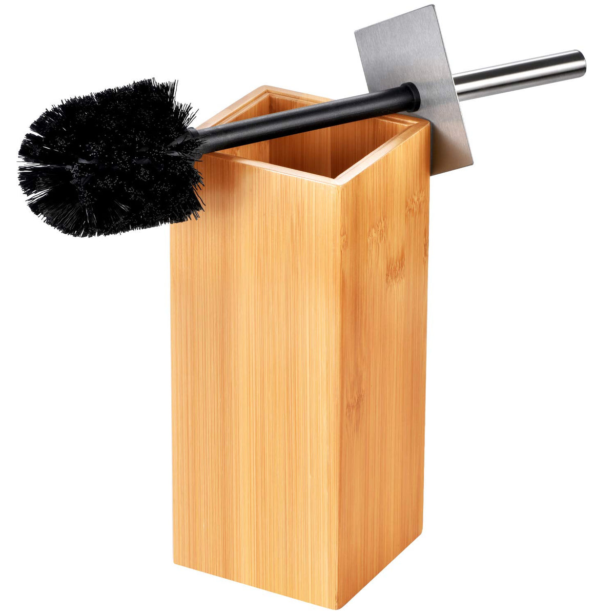 Toilettree Products Deluxe Toilet Brush With Stainless Steel Handle And 100% Bamboo Wooden Holder (Tall)