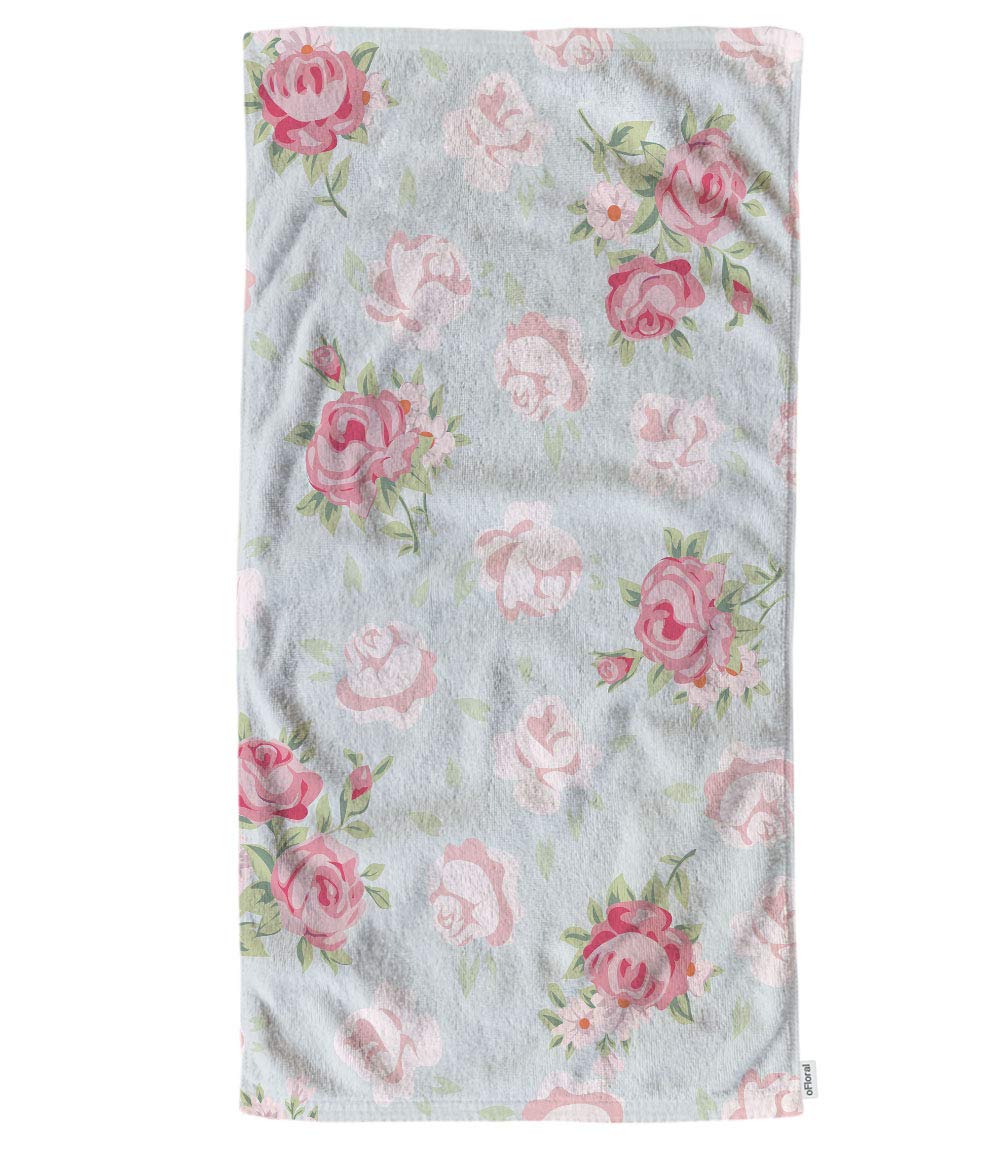 oFloral Pink Rose Hand Towels Cotton Washcloths,Elegance Seamless Pattern with Shabby Chic Rose Flowers in Vintage Style Soft To