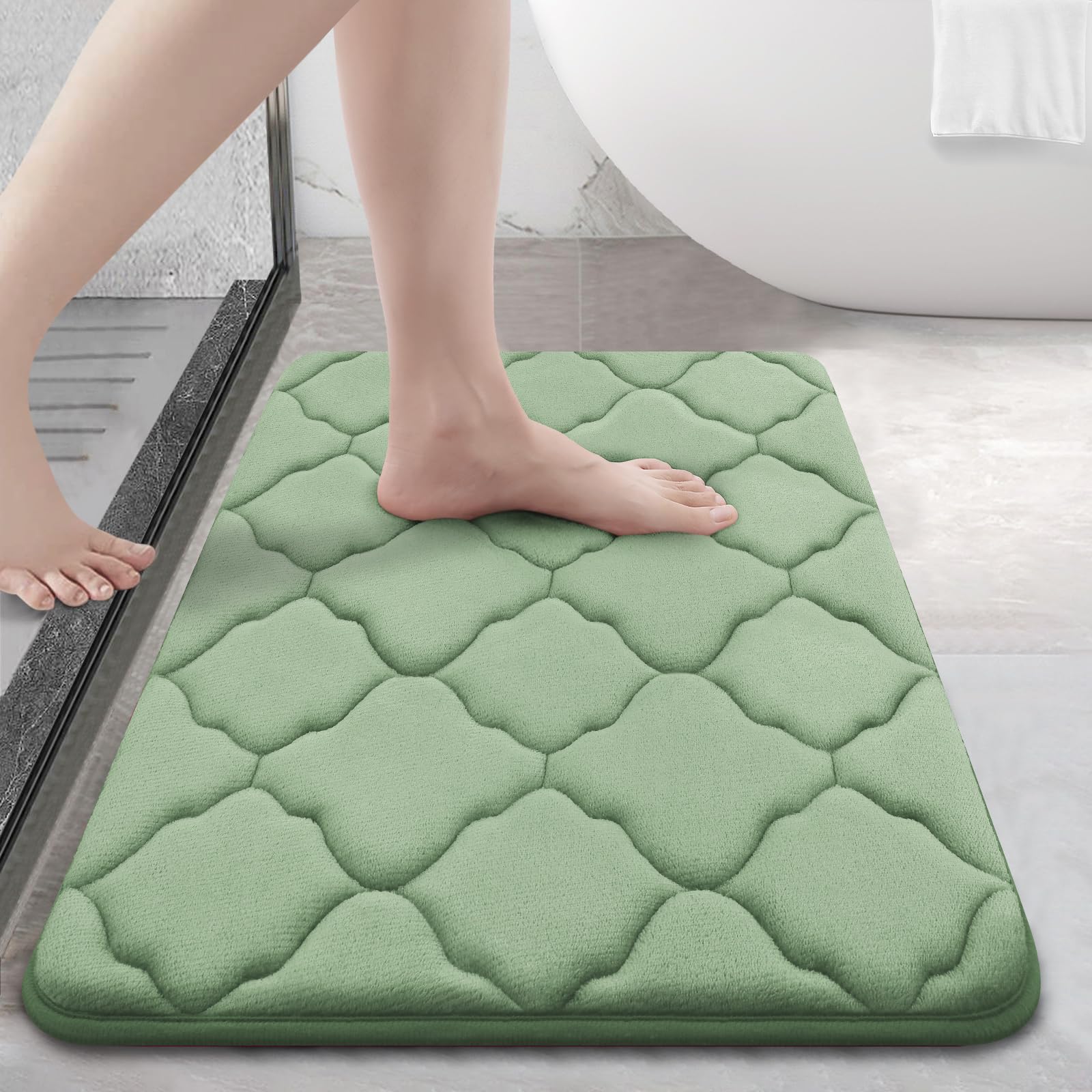 Olanly Memory Foam Bath Mat Rug 24X16, Soft And Absorbent Bathroom Rugs, Non-Slip, Comfortable, Machine Washable Bath Carpet For