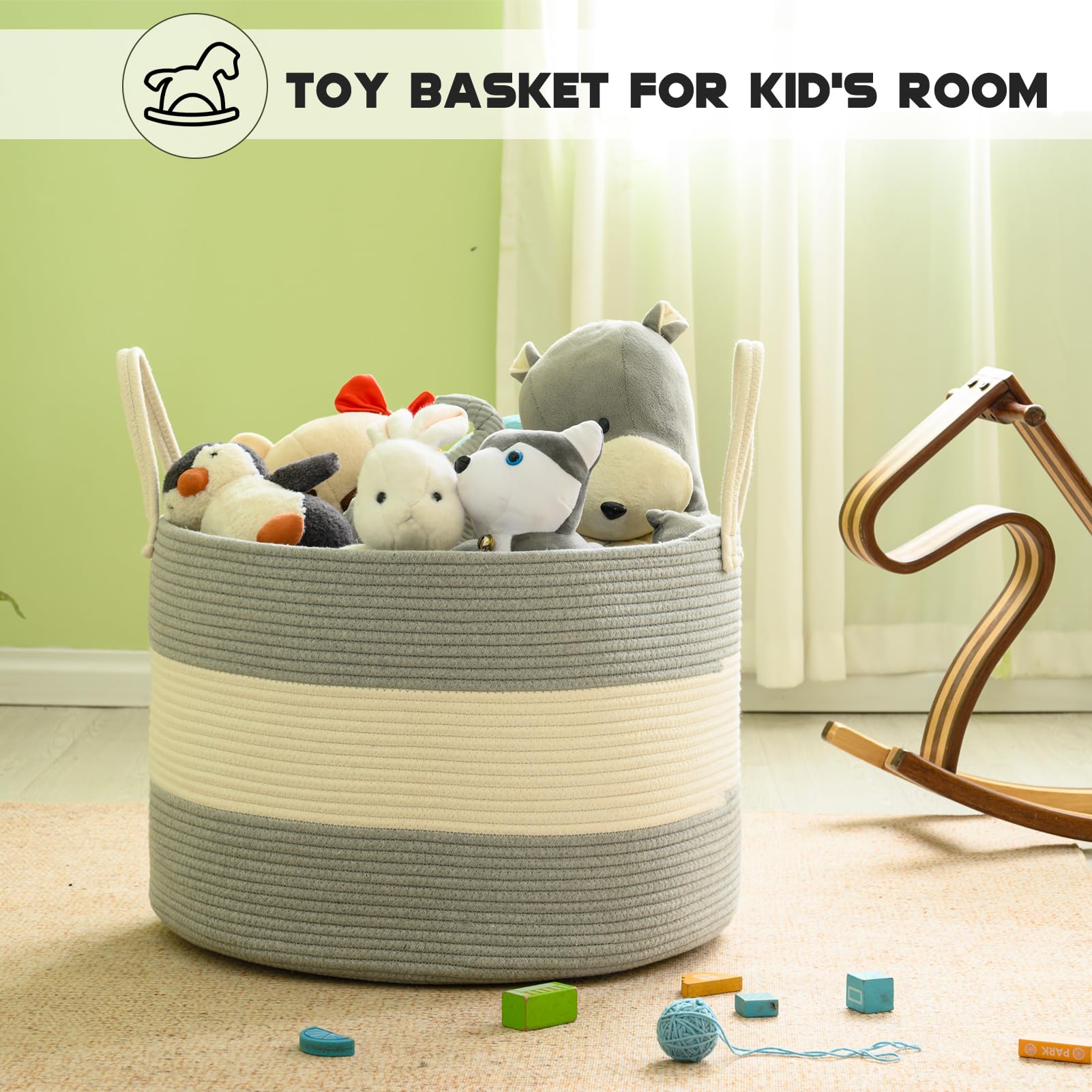 Homholdon 110L Extra Large Laundry Baskets, Storage Basket For Organizing,Woven Basket For Storage,Cotton Rope Basket,Nursery Ba