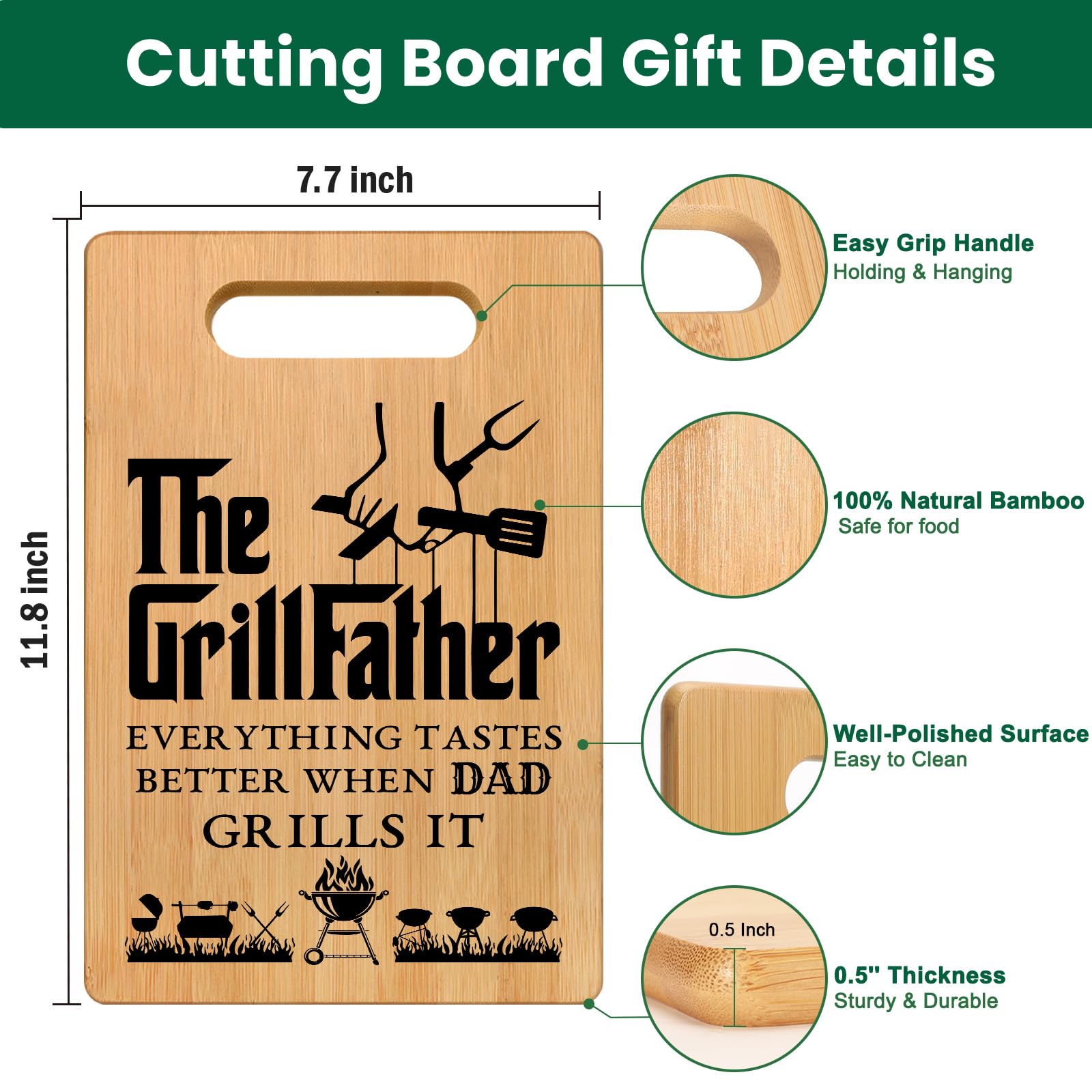 Dad Gifts from Daughter Fathers Day, Best Dad Birthday Gifts from Daughter Son, Unique Cutting Board Gift for Dad, Cool Birthday