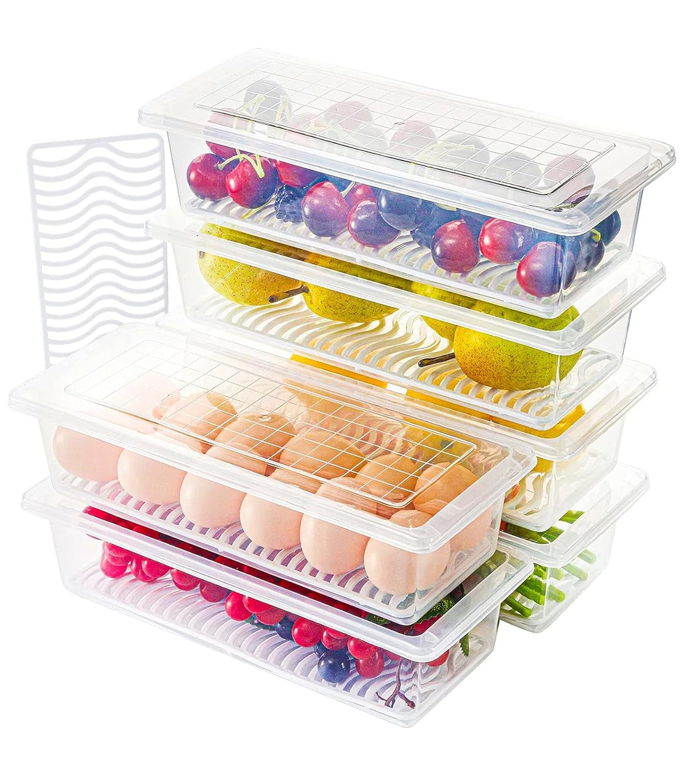 Story@Home Fridge Storage Boxes - Set Of 6 | Plastic Kitchen Storage Box, Fridge Storage Containers, Food Storage Container Set 