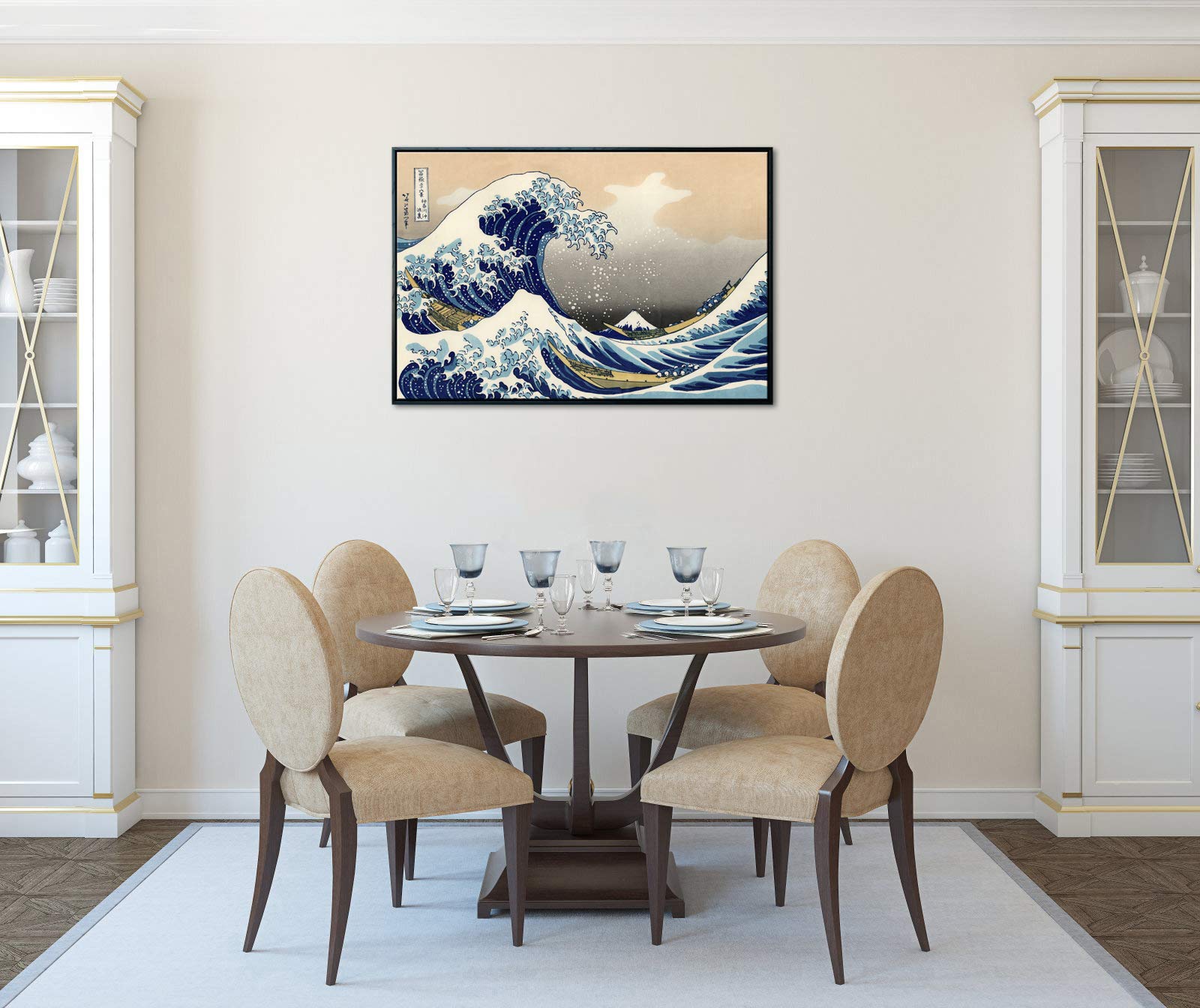 Wieco Art Framed Art Great Wave Of Kanagawa Katsushika Hokusai Giclee Canvas Prints Wall Art Abstract Seascape Paintings For Liv