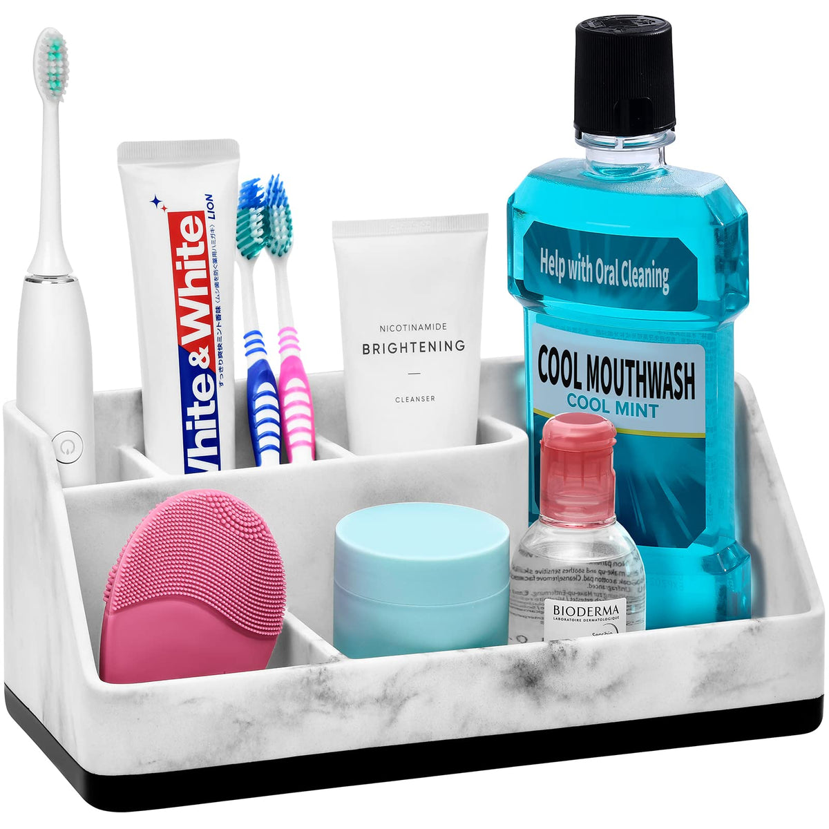 Vitviti Toothbrush Holder For Bathroom, Resin Bathroom Organizer Countertop Sink, Bathroom Counter Organizer Accessories 5 Compa