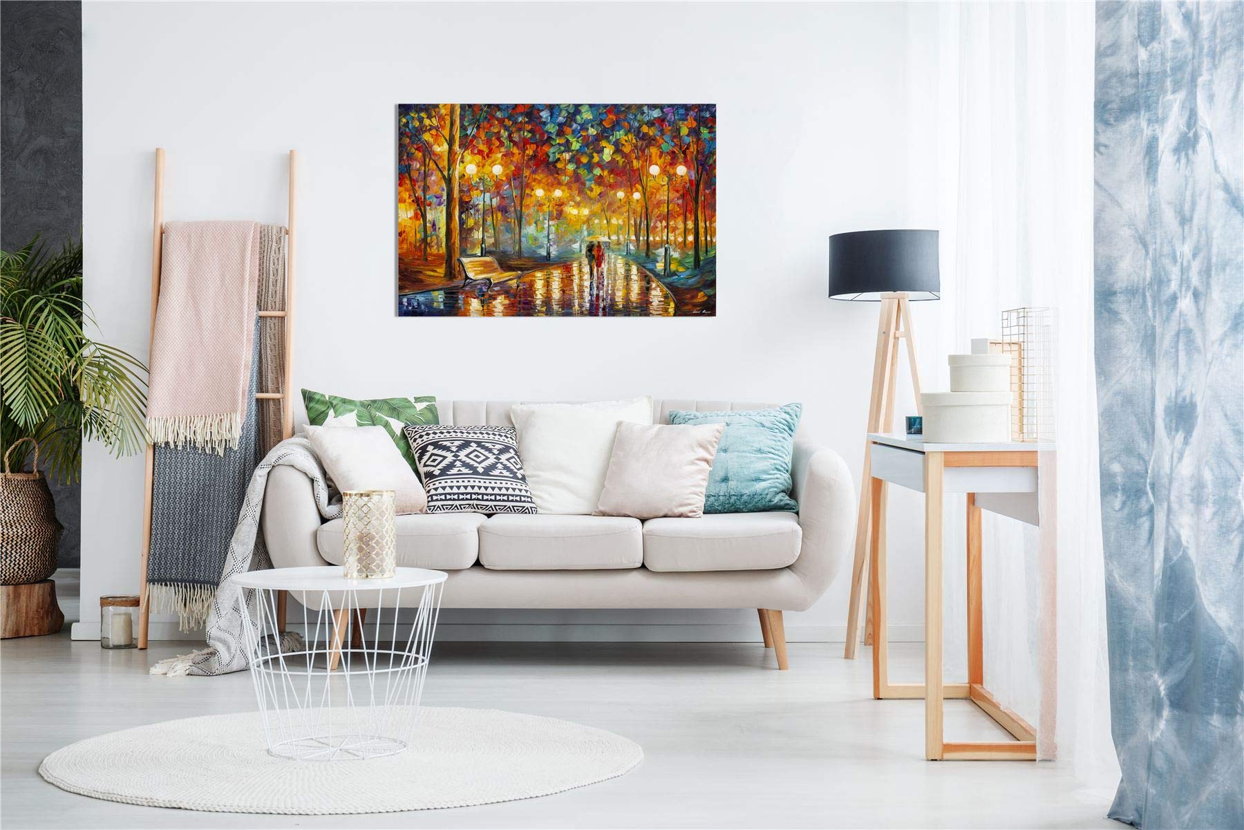 Rains Rustle Ii By Leonid Afremov Canvas Wall Art Picture Print For Home Decor (30X20)
