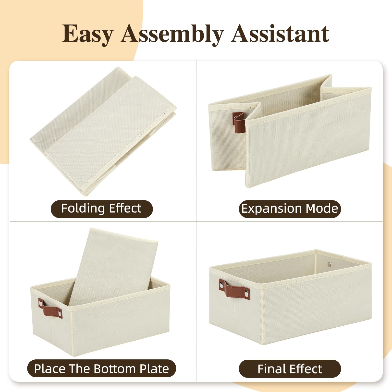 Dullemelo Storage Bin, Fabric Storage Bin With Pu Handles, Decorative Storage Basket And Organizer Bins, Collapsible Storage Bin
