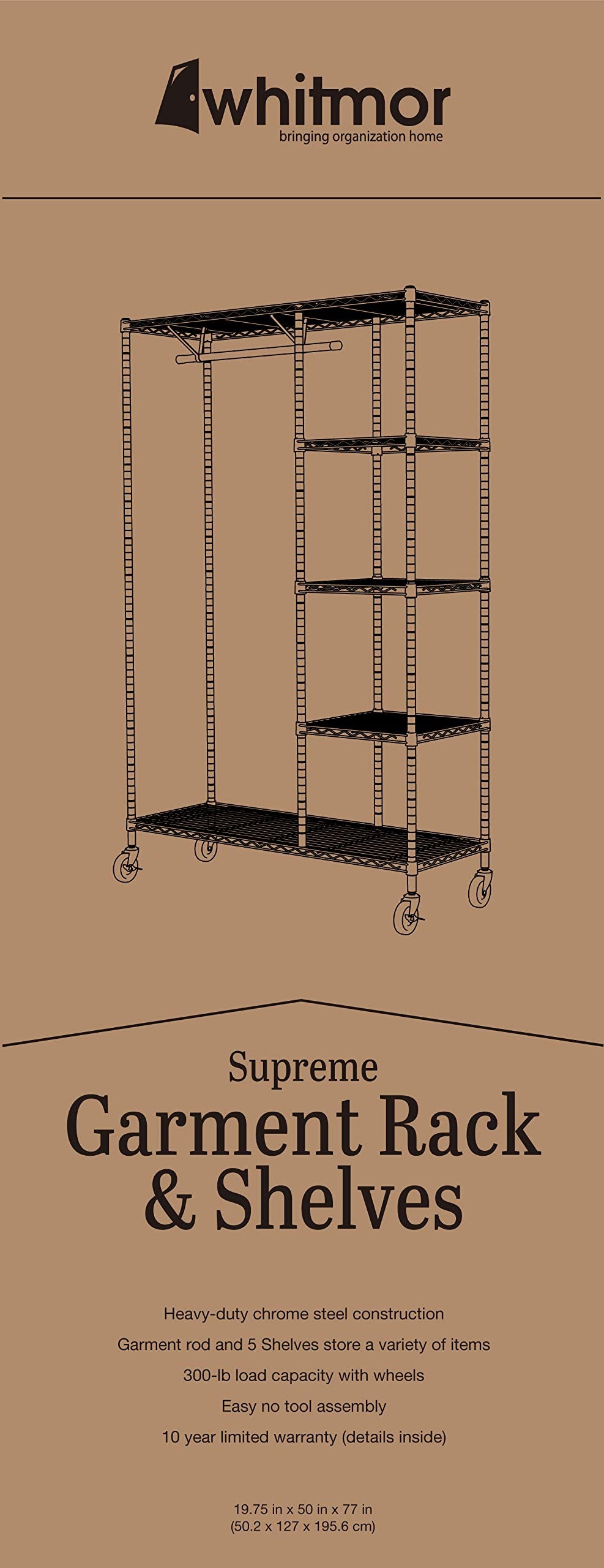 Whitmor Supreme Rolling Garment Rack Chrome