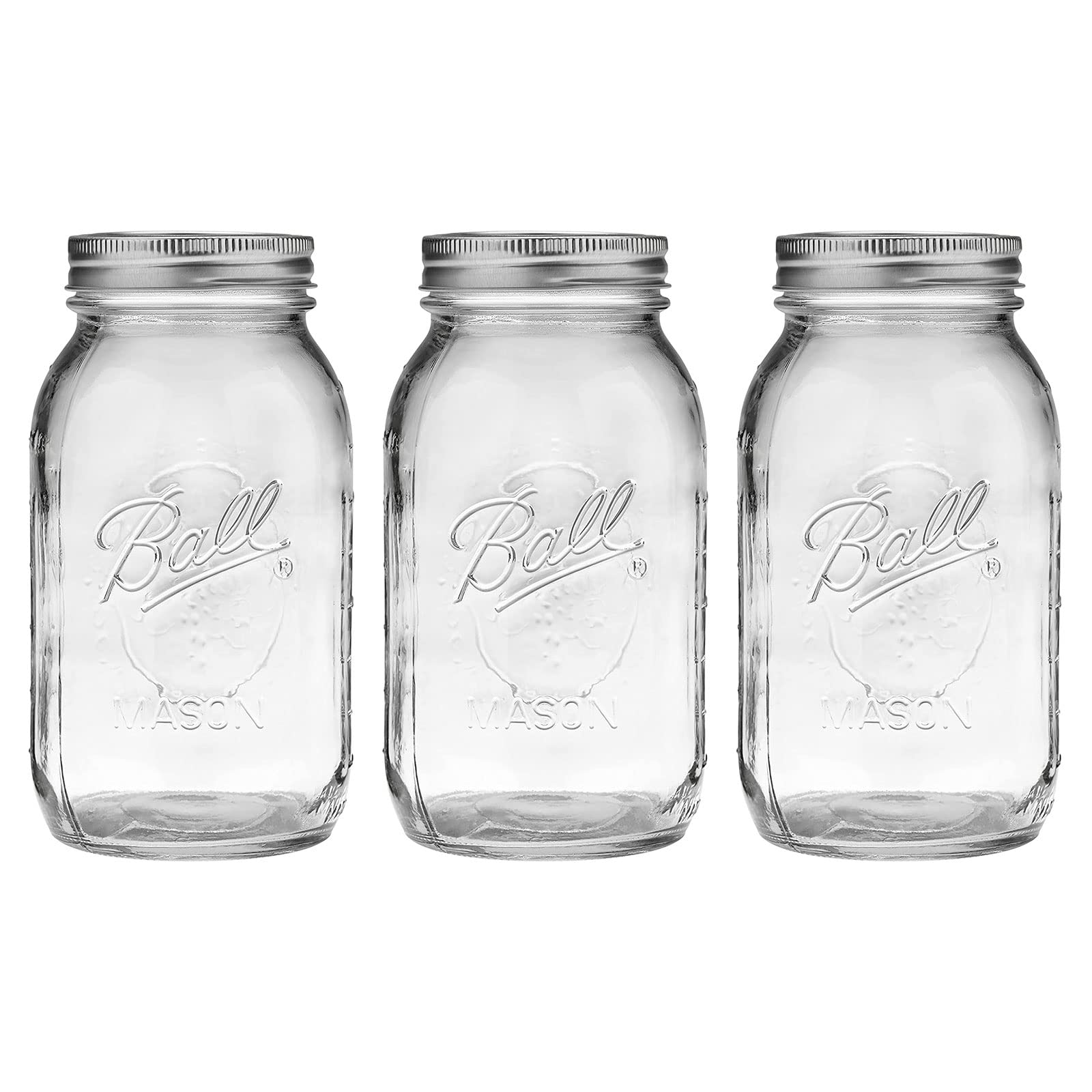 Ball Mason Jar-32 oz. Clear Glass Wide Mouth - Set of 3