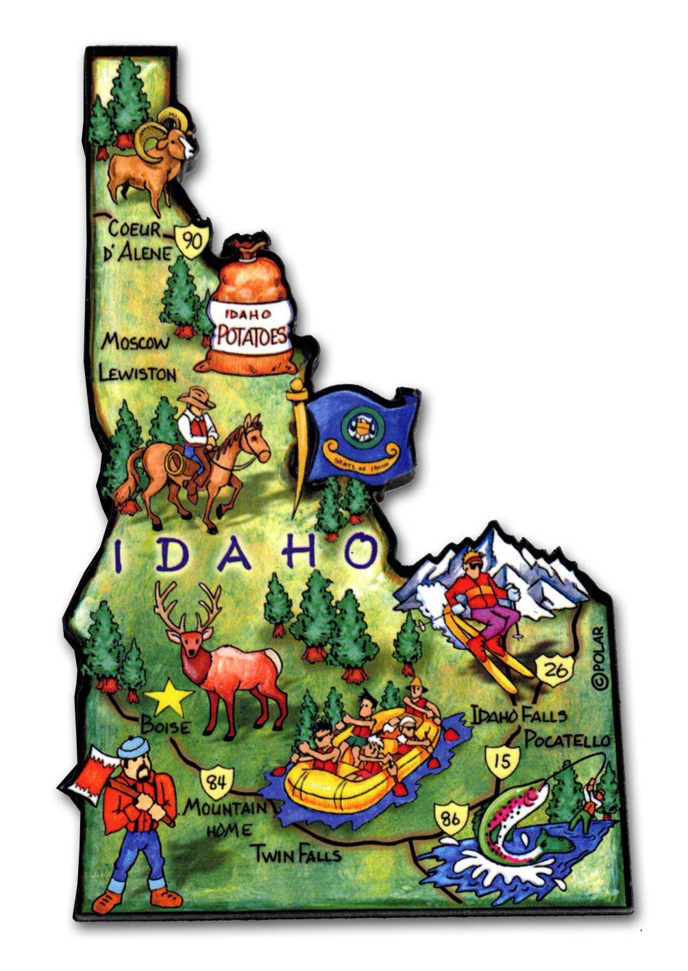 Idaho State Decowood Jumbo Wood Fridge Magnet 4.25