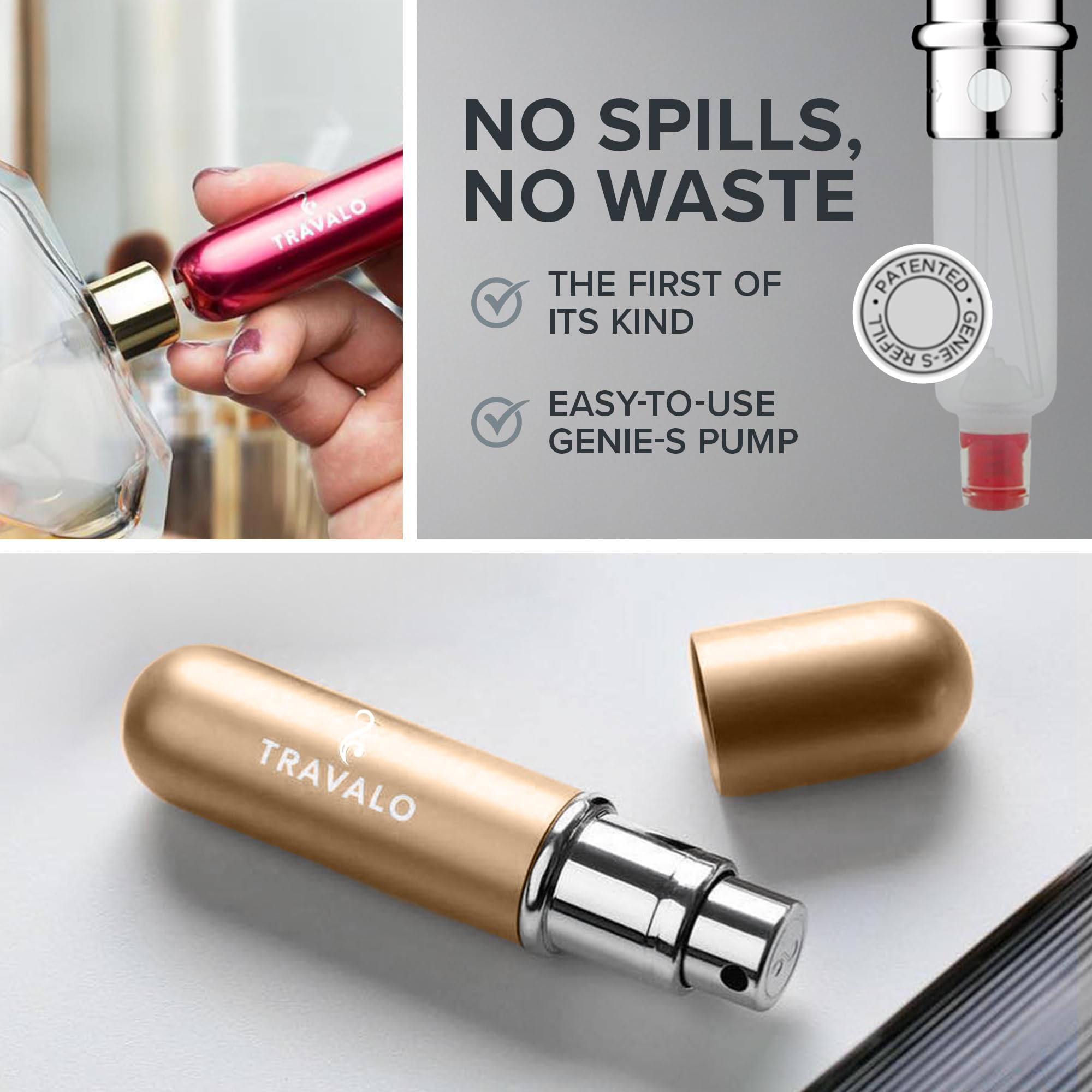 Travalo Classic Hd Perfume Atomizer | Genie-S Tsa Approved Travel Perfume Bottle Refillable | Reusable Airtight Easy-Fill Mini P