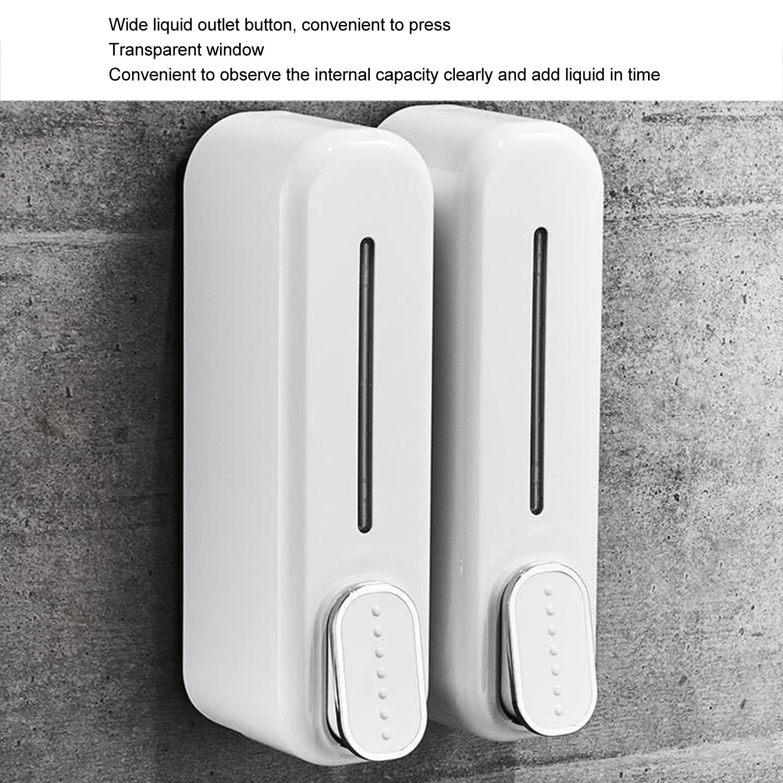 Dispenser Wall Mounted, Liquid Or Gel Hand 300Ml Dispenser, Manual Pump Dispenser For Bathroom Kitchen, Abs Plastic (White)