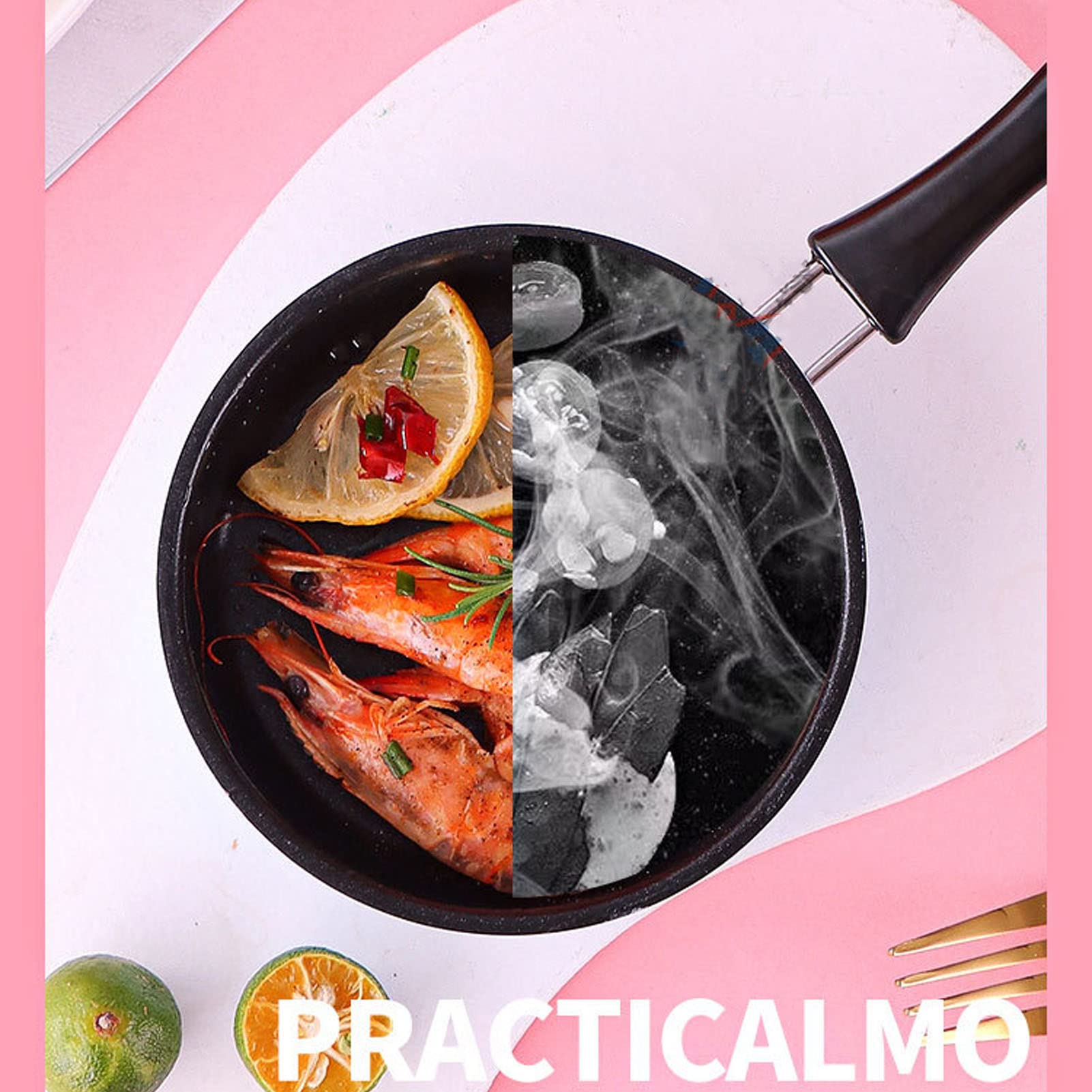 Youthink Nonstick Frying Pan, Mini Frying Pan Stainless Steel Prevent Stick Induction Pot Round Breakfast Small Fry Egg Pan With