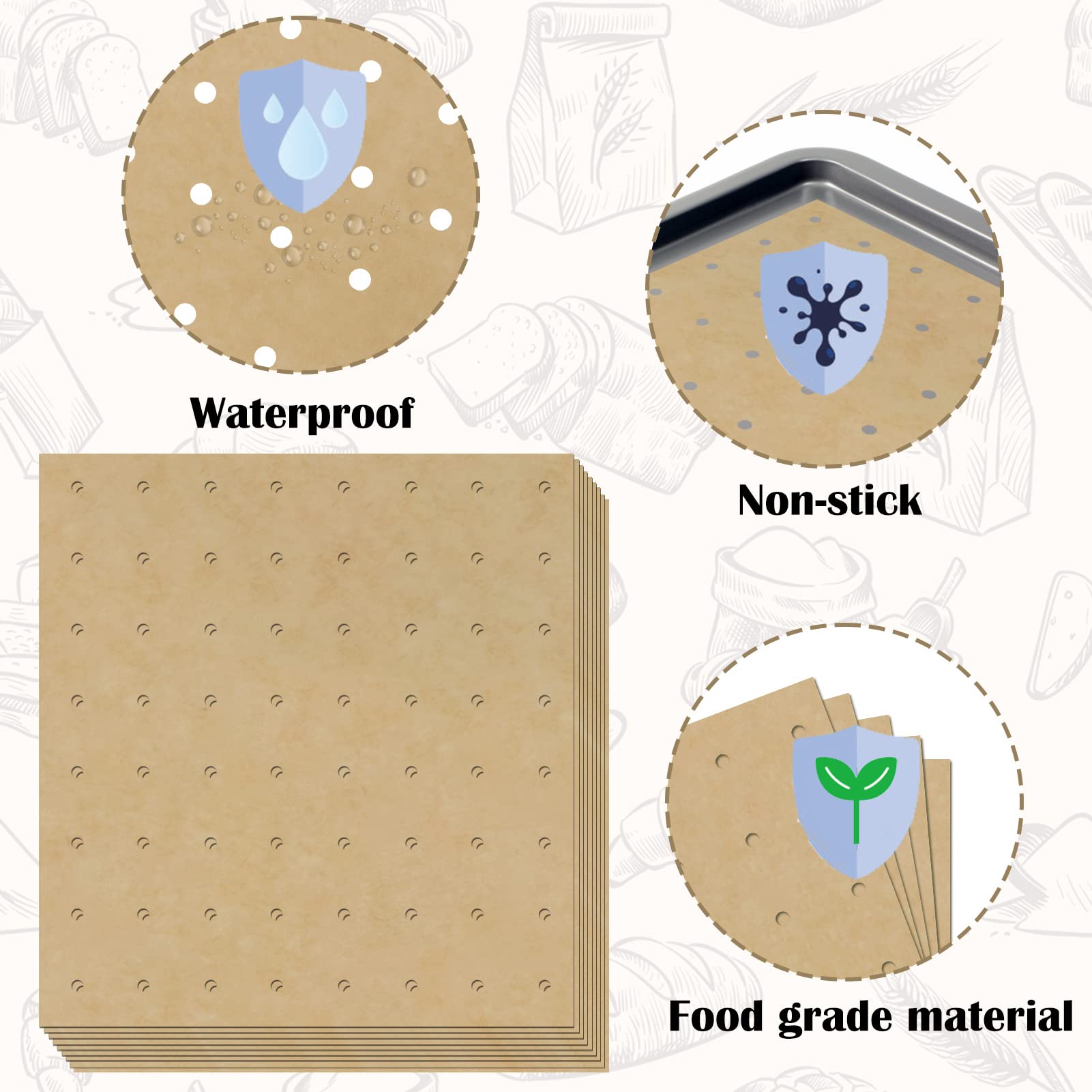 120 Sheets Air Fryer Oven Liners 11 X 12 Disposable Air Fryer Parchment Paper Liners Rectangle Non Stick Parchment Baking Paper