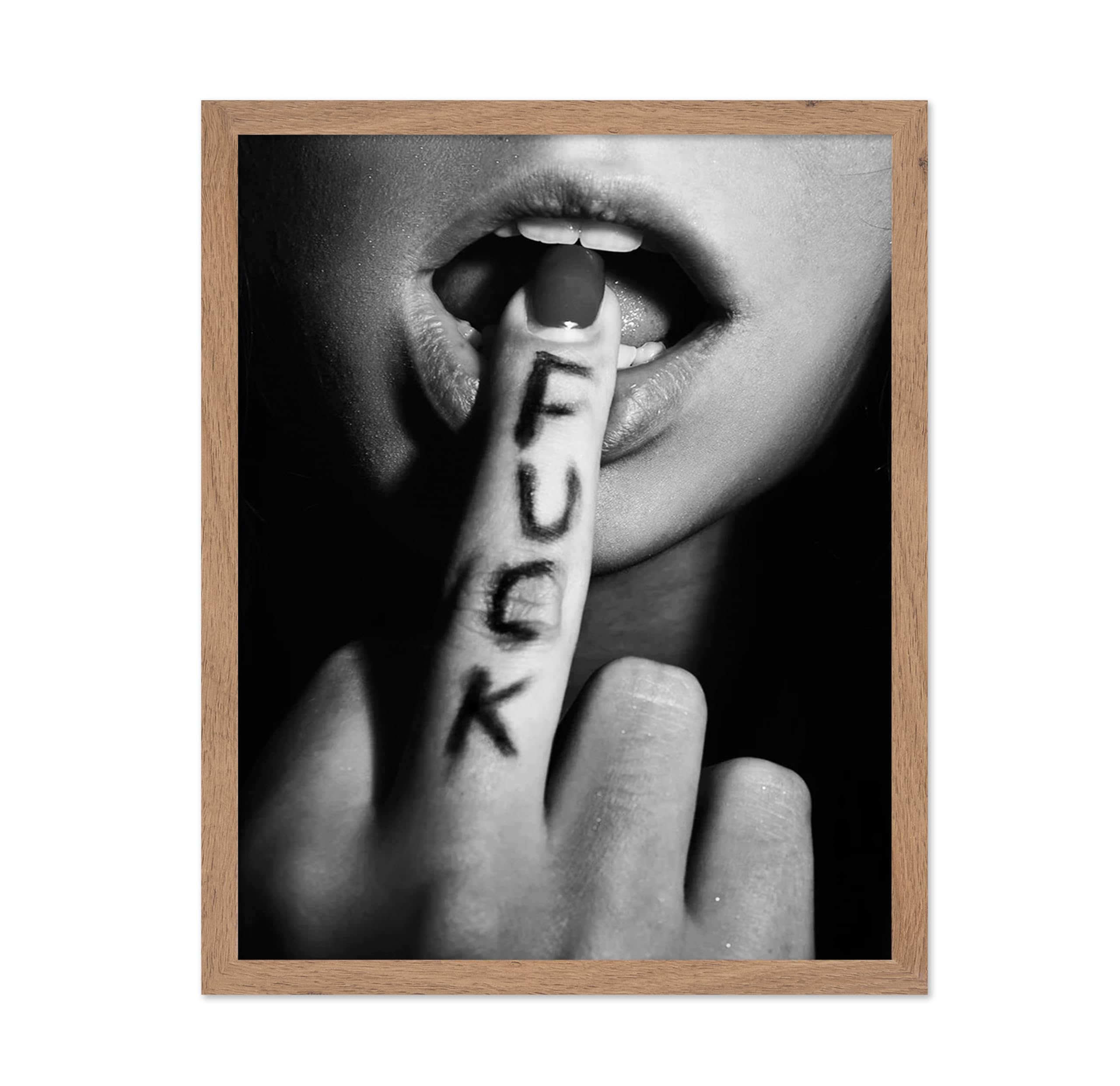 Poster Master Fuck Poster - Middle Finger Print - Sexy Lips Art - Photography Art - Black and White Art - Modern Art - Self Expr