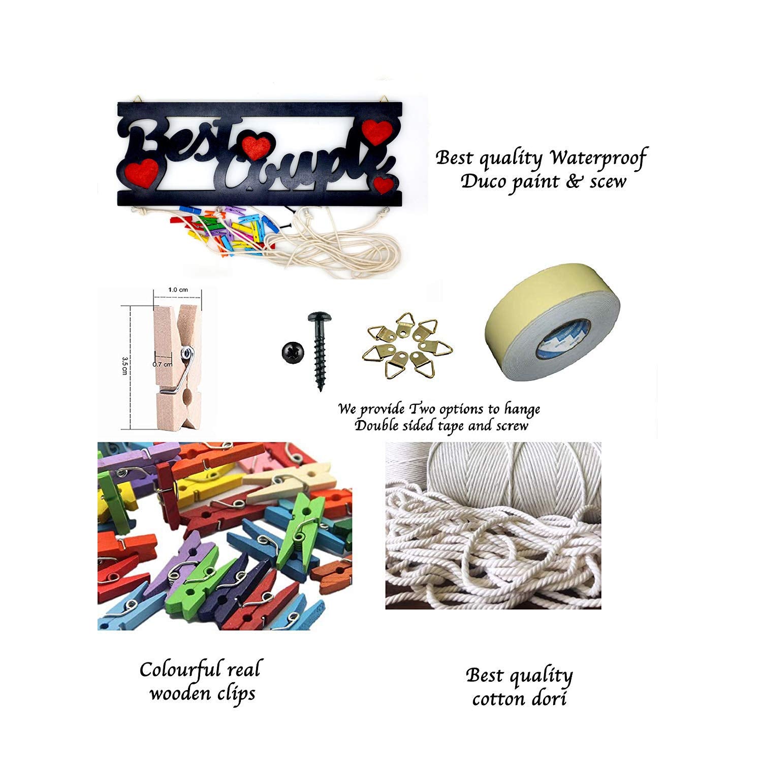 Vah Best Couple Black Wooden Photo Frame With Led Light - Photo Wall Hanging, Memories Wall Hanging, Hanging Photo Frames For Wa