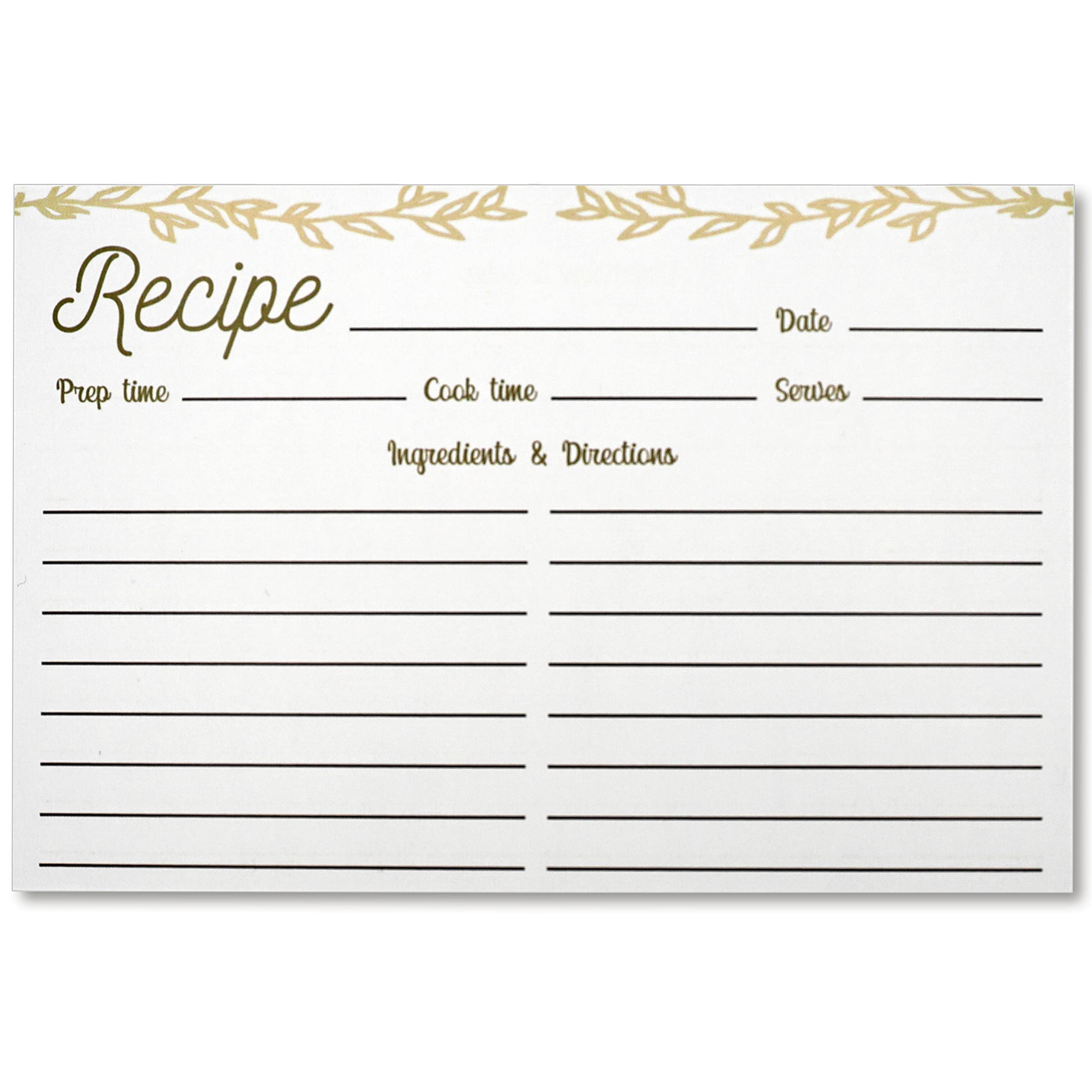 Dekali Designs Rustic Recipe Cards 4x6 Inches (50 Pack) Double Sided Index Cards with Cute Floral Design