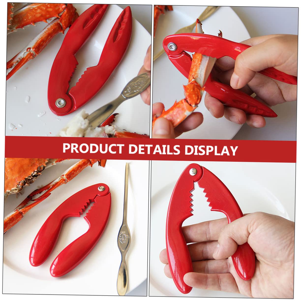 Offsch 2Pcs Crab Clamp Lobster Clip Multi Peeler Stainless Steel Spoon Cookies Nut Lobster Spoons Crab Legs Crackers Lobster Cra