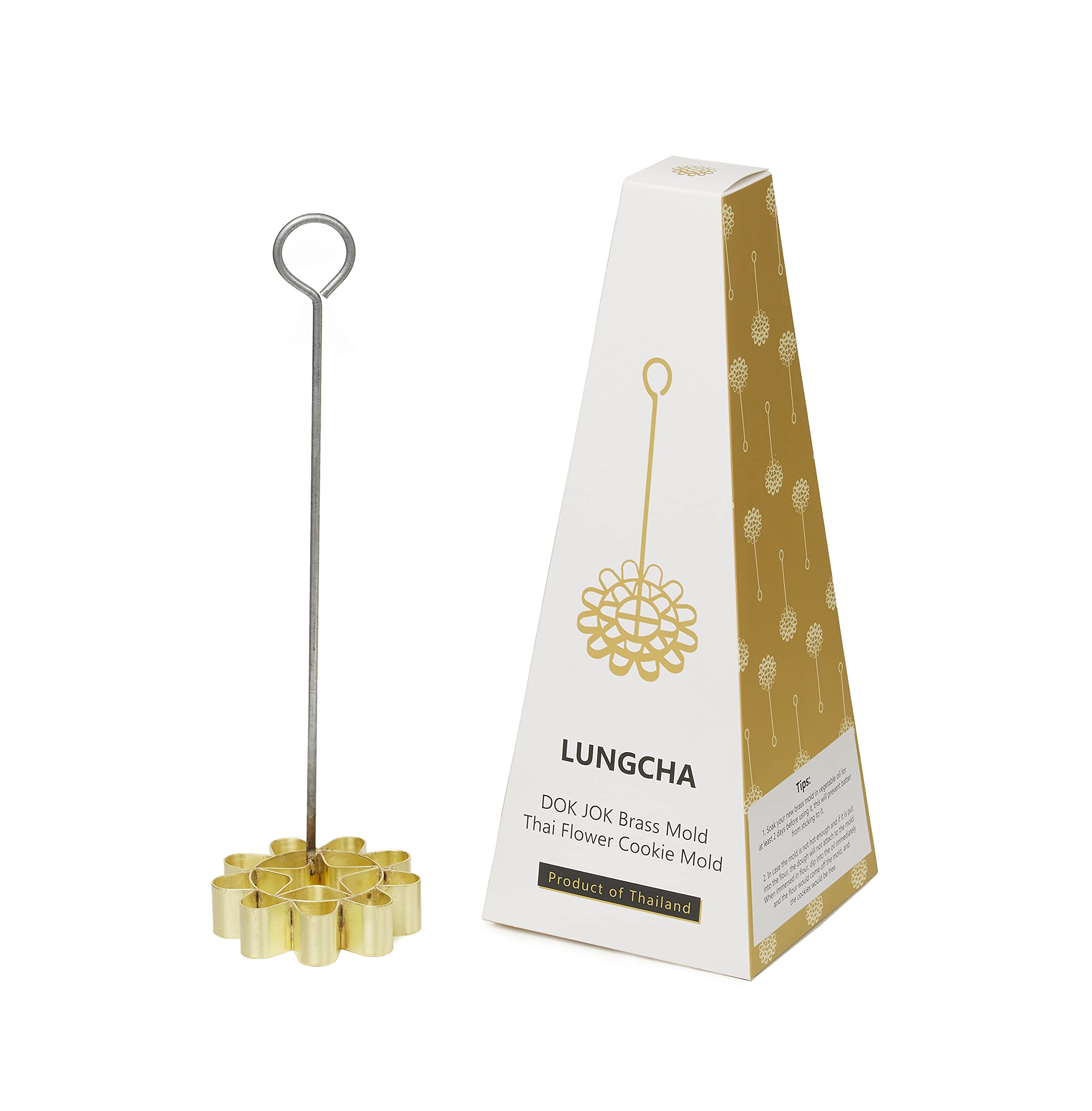 Dok Jok Brass Thai Flower Cookies Mold For Stylist Sunflower Crispy Biscuit Difference Size (8 Cm)