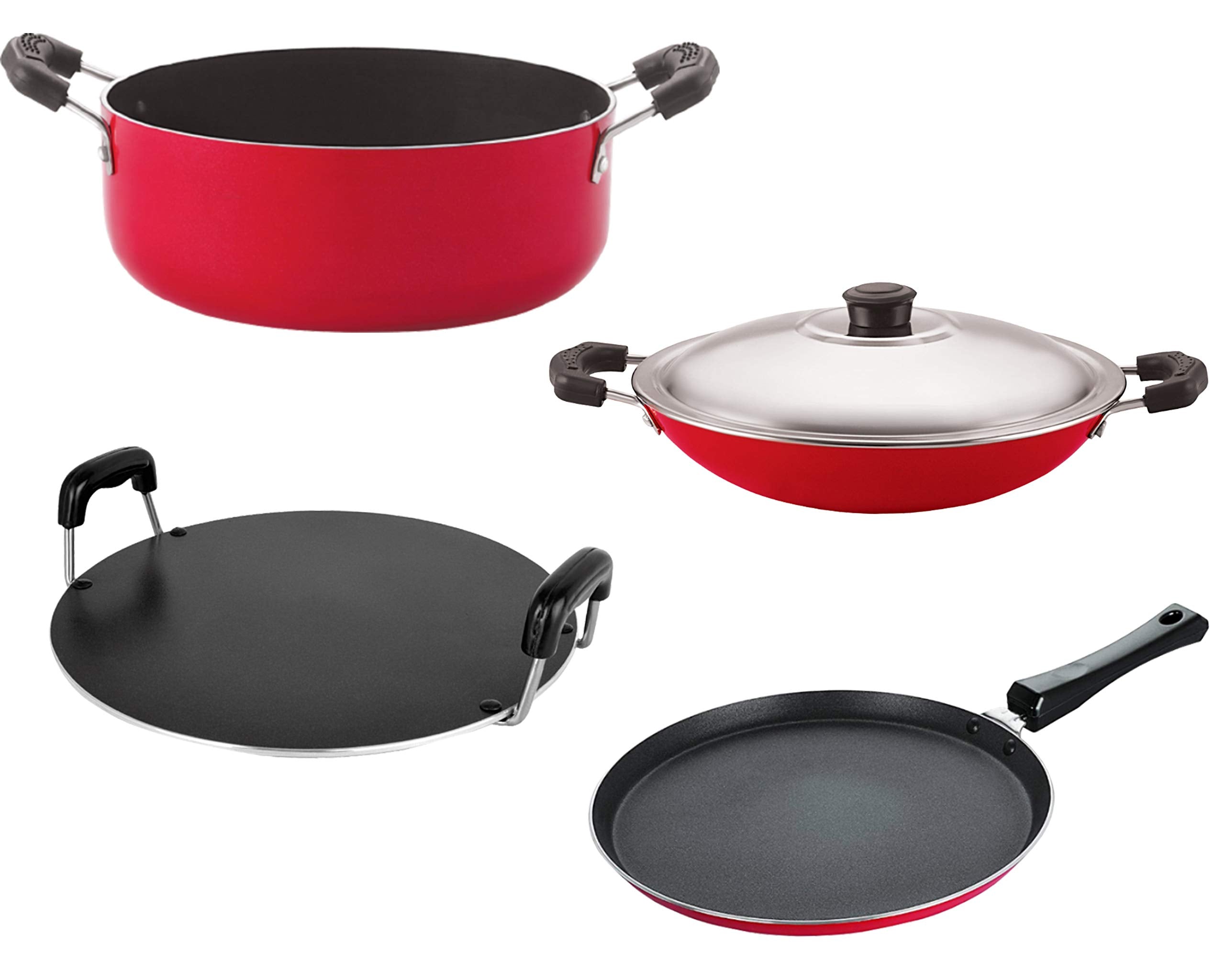 Nirlon Non Stick Aluminium Kitchenware Item Cookware Set Of 4 Pieces (2.6Mm_Appachatti_Rt_Cass22_Ft12)